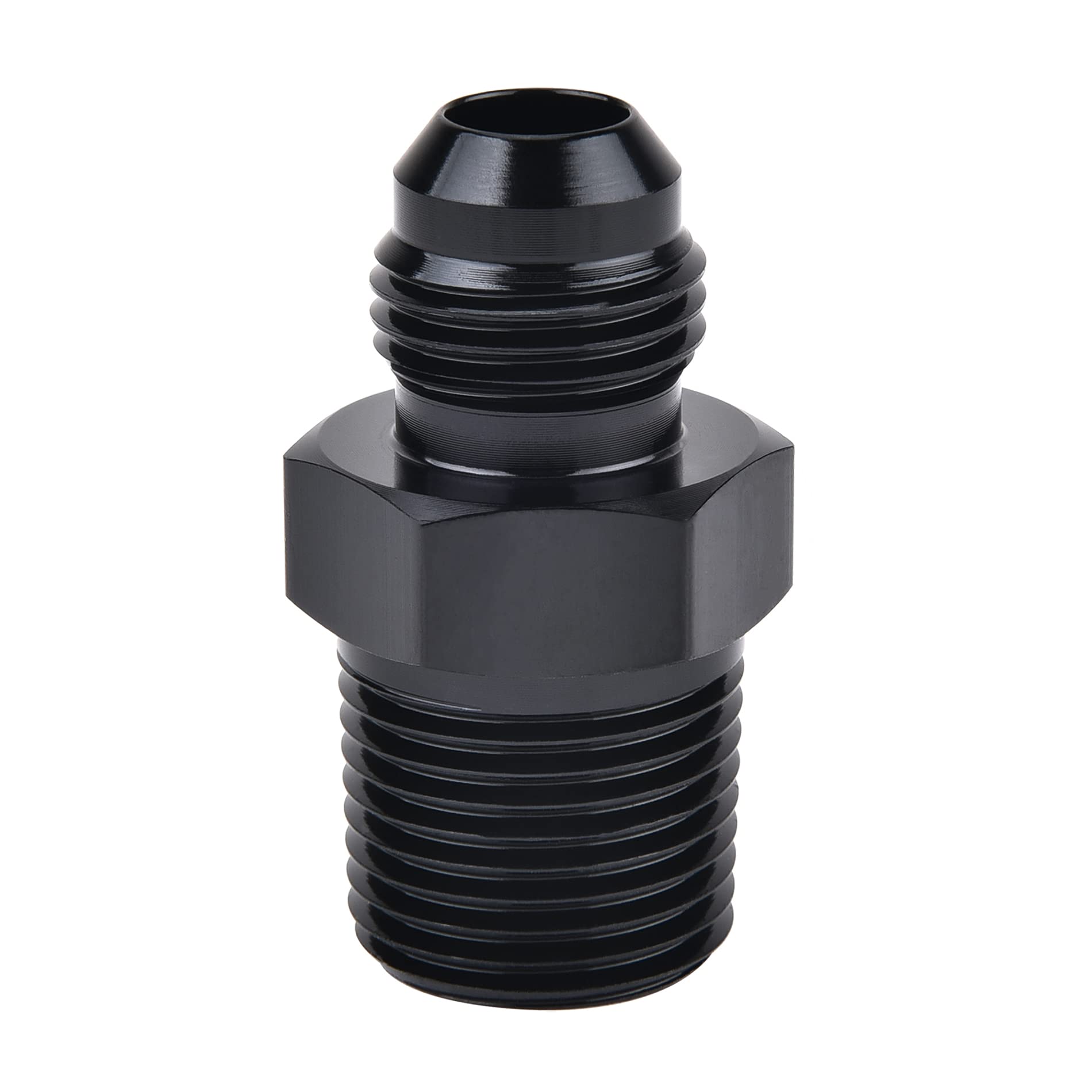 EVIL ENERGY 6AN Male Flare to 3/8  NPT Pipe Fitting Adapter Aluminum Straight Black