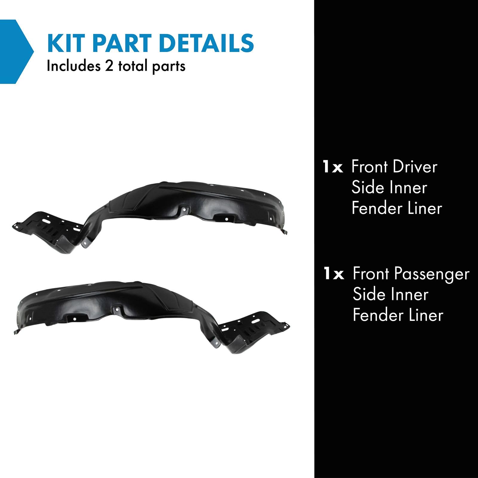 Trq Front Inner Fender Liner Set Compatible With 2006-2008 Acura Tsx Ac1248121 Ac1249121