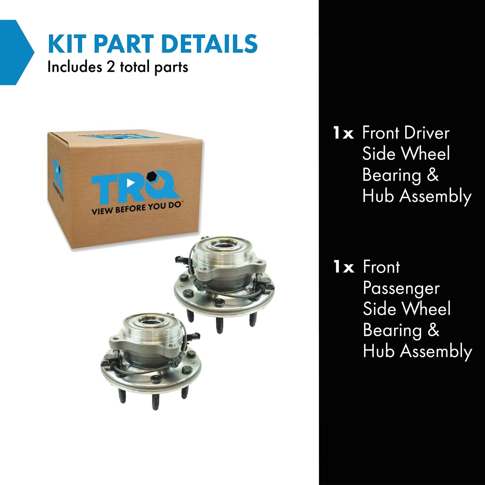Trq Front Wheel Hub Bearings Assembly Set Compatible With 2011-2019 Chevrolet Silverado 2500 Hd Silverado 3500 Hd Gmc Sierra 250