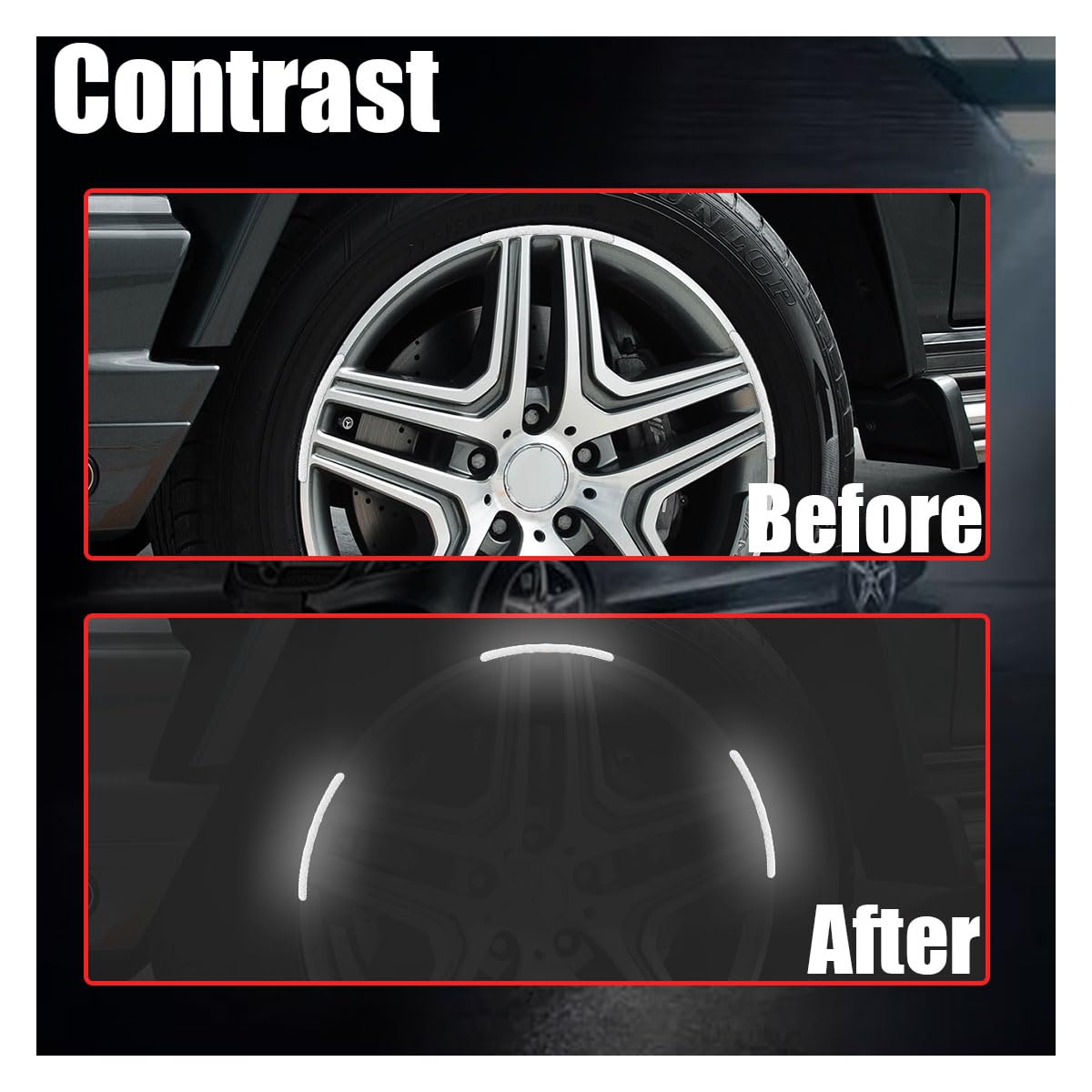 20Pcs Car Wheel Stripe Reflective Stickers - Night Safety Warning Anti-Scratch Rim Decoration For Motorcycles, Bicycles (White)