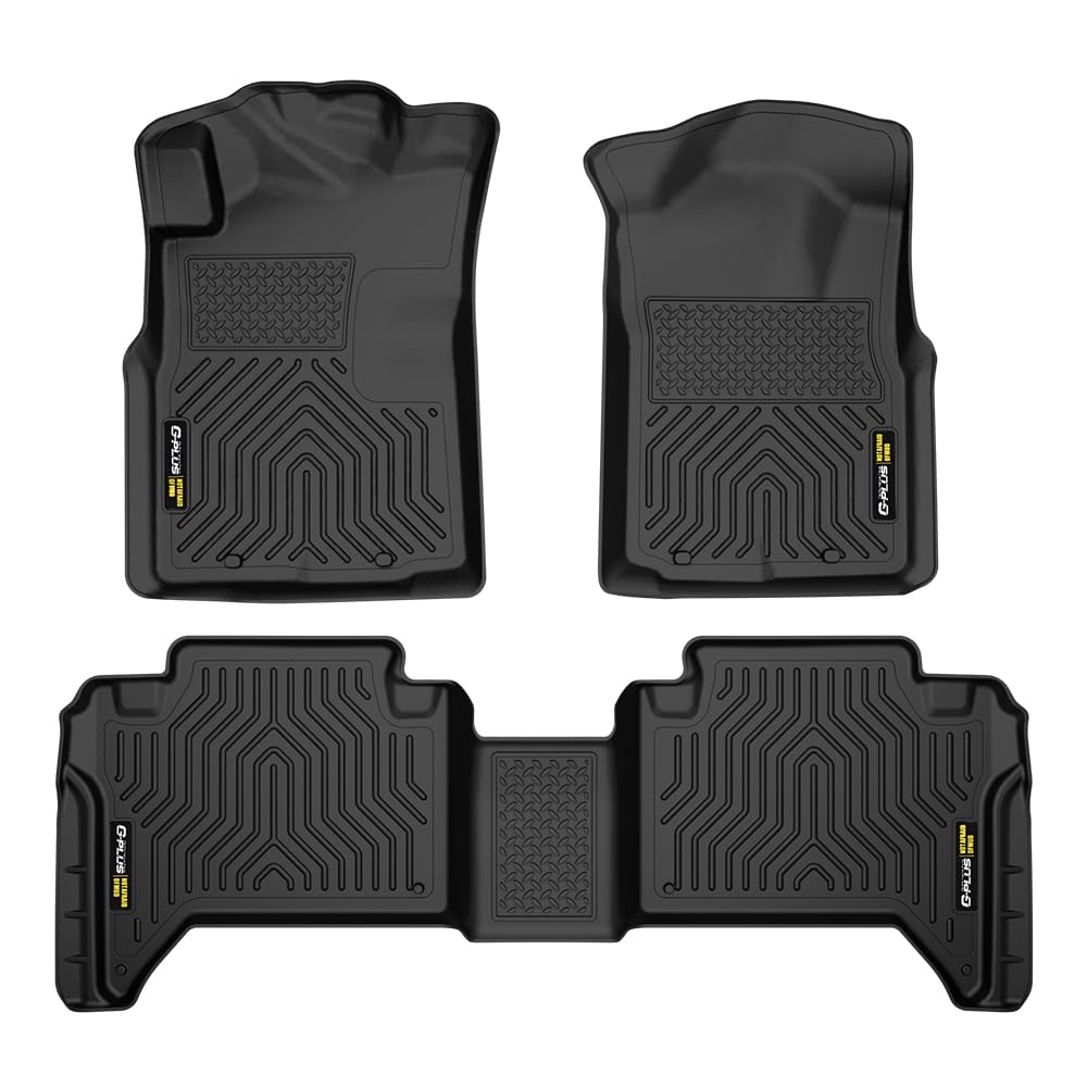 G-PLUS TPE Floor Mats Cargo Liners Black Compatible with Toyota Tacoma Double Cab 2005-2015 All Weather Full Cover Protection 1s