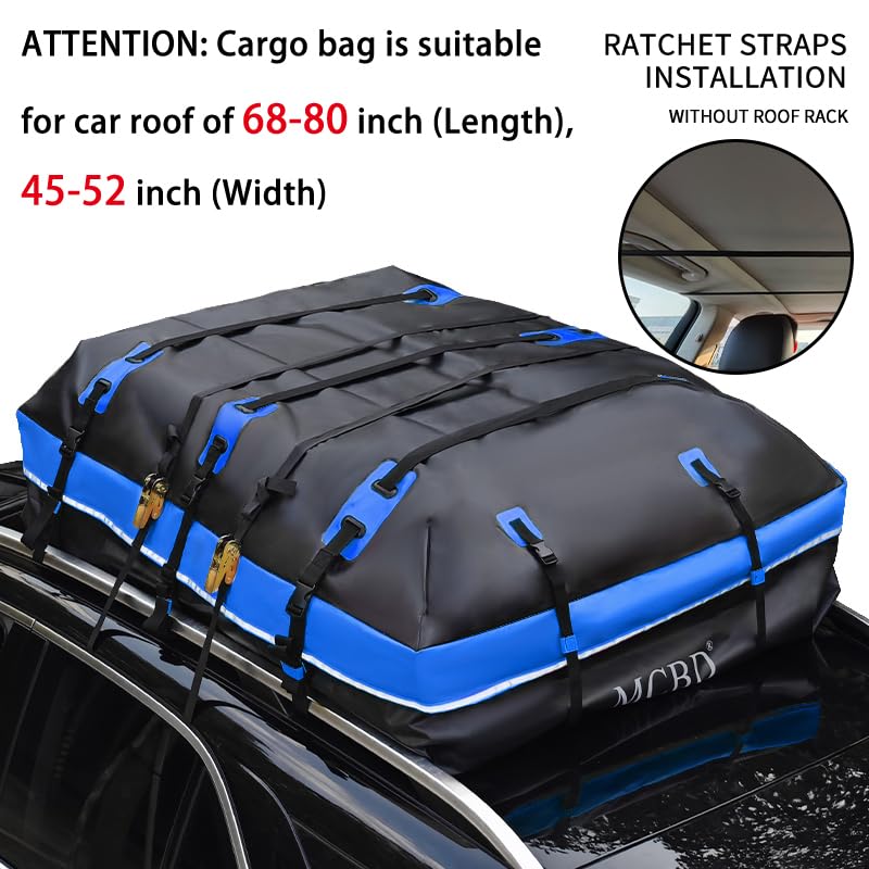 40 Cubic Feet Rooftop Cargo Carrier Bag, Waterproof Soft-Shell Car Roof Bag for All Vehicles SUV with/Without Rack, Car Top Lugg