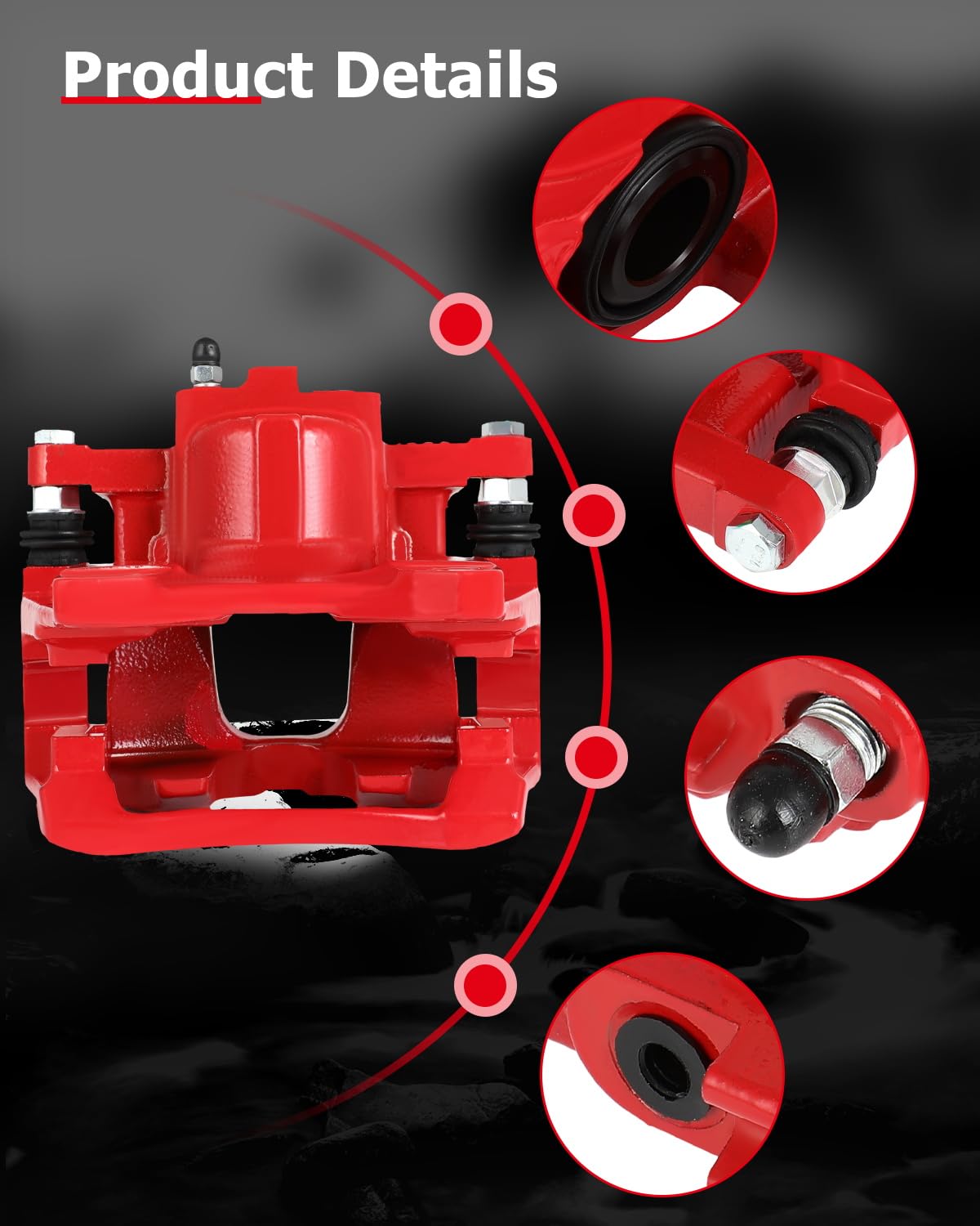 cciyu 18B5046 Rear Left Brake Caliper With Bracket For Dodge For Nitro 2007-2011,For Jeep For Liberty 2008-2012,For Jeep For Wra