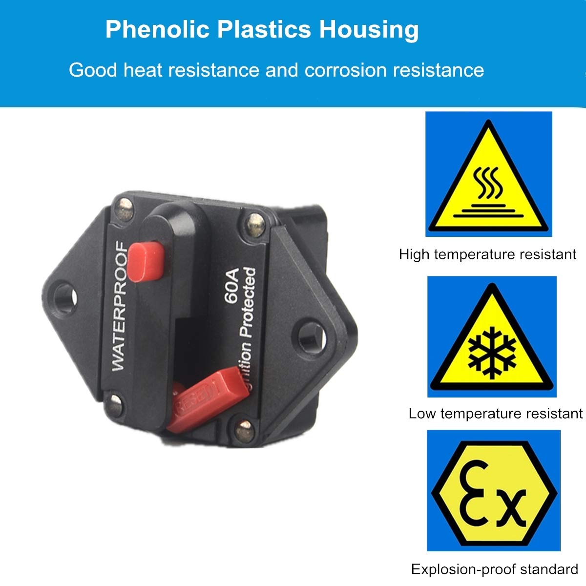 Wohhom Hi-Amp 20Amp Circuit Breaker 12V-32V Dc Waterproof, 10-300A Fuse Inverter With Manual Reset Button For Auto Truck Rv Marine, Panel Mount (20A)