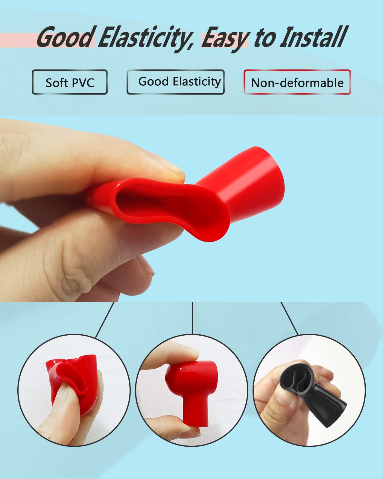 Battery Terminal Boots Insulating Covers 20 Pack (10 Red/10 Black), Protector Cable Lug Caps Replacement Tools for Auto Marine C