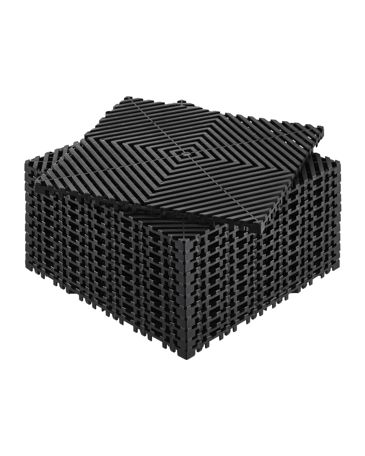 VEVOR Interlocking Drainage Mat, 12    x 12    Modular Interlocking Cushion, 12 Pcs Splicing Drainage Mats, Non-Slip Black PP Dr
