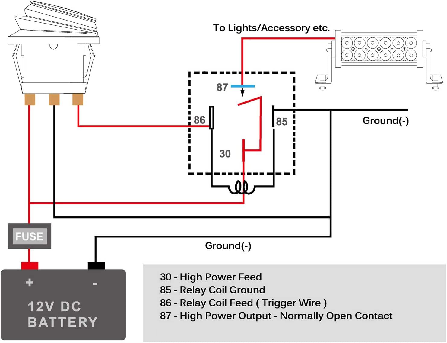Gebildet 2 Pieces 40/30 Amp Waterproof Relay Switch 12Awg Harness Set - 12V Dc 4-Pin Spst Automotive Relays Hot Wires