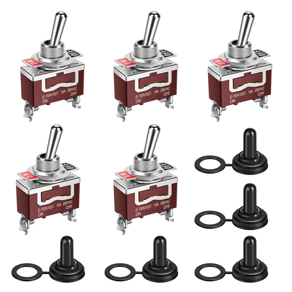 Cnaodun Waterproof Toggle Switch 30A 12Vdc/15A 250Vac Dc Marine Spst Switch 2 Way On/Off With Weatherproof Boot Cap Cover For Ca