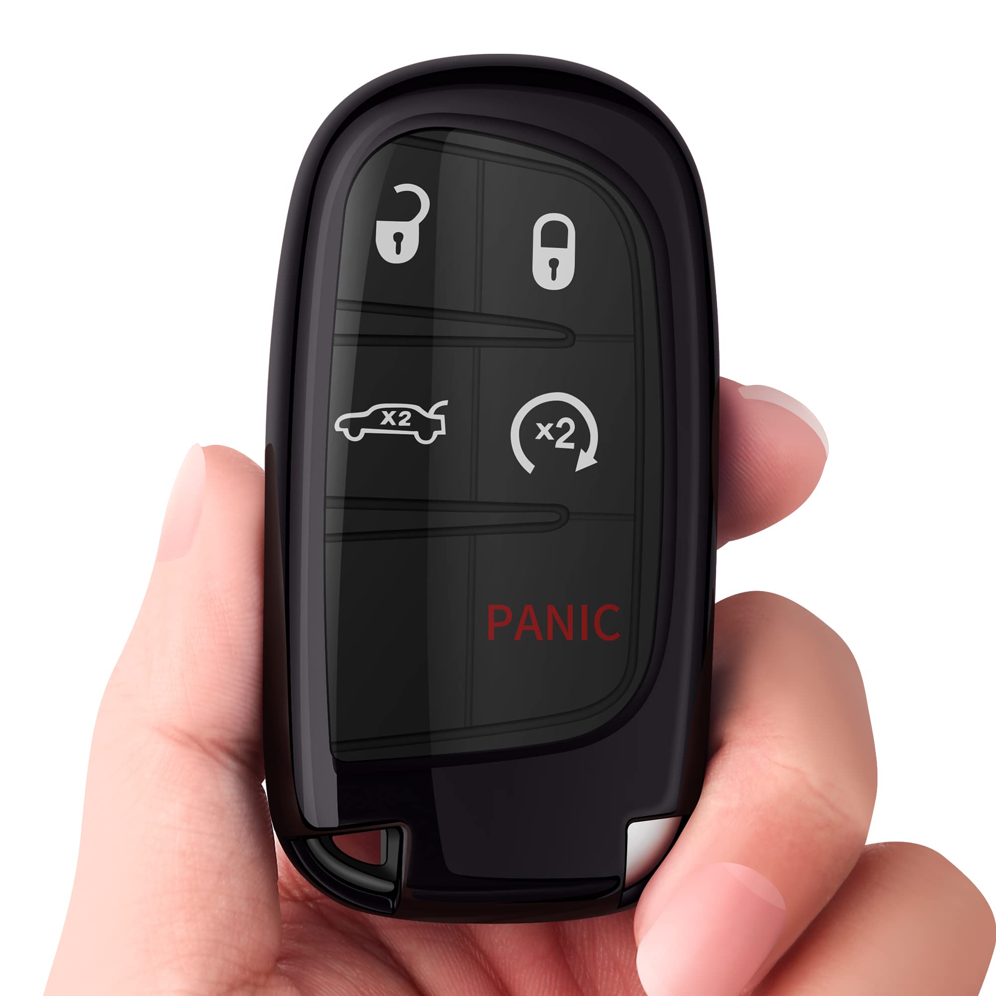 Tukellen For Jeep Dodge Key Fob Cover Premium Soft Full Protection Key Case Shell Compatible With Jeep Grand Cherokee Wrangler Compass Cherokee Renegade Patriot Grand Comander-Silver