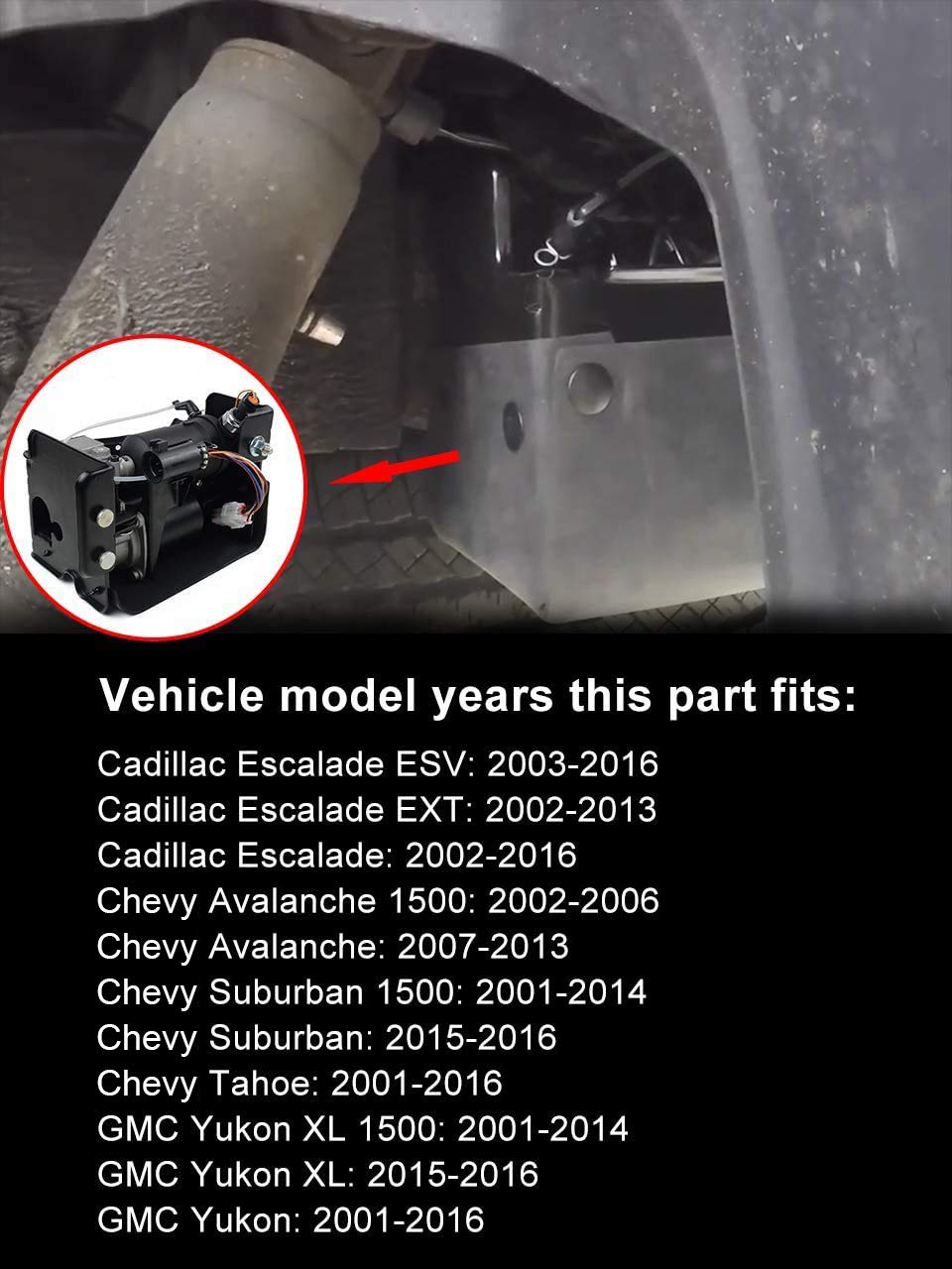 949-001 949-099 Air Ride Suspension Compressor Pump Fits for Cadillac Escalade Chevy Avalanche Suburban Tahoe GMC Yukon 2001-201