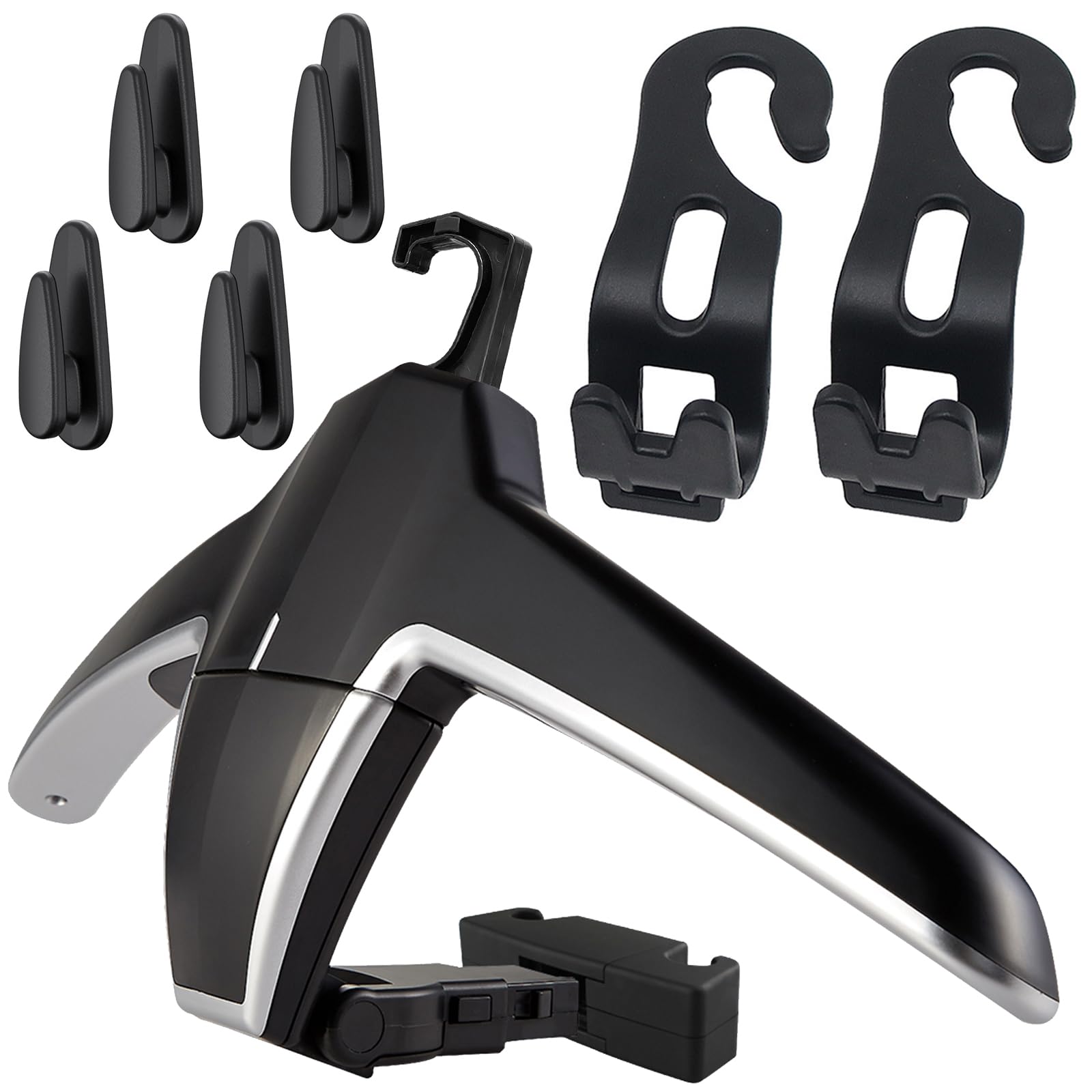 Engync Car Back Seat Headrest Hanger With 6 Car Hooks For Coat, Jacket, Suit, Clothes, Purse, Handbag, Grocery Bags - Multi-Purp