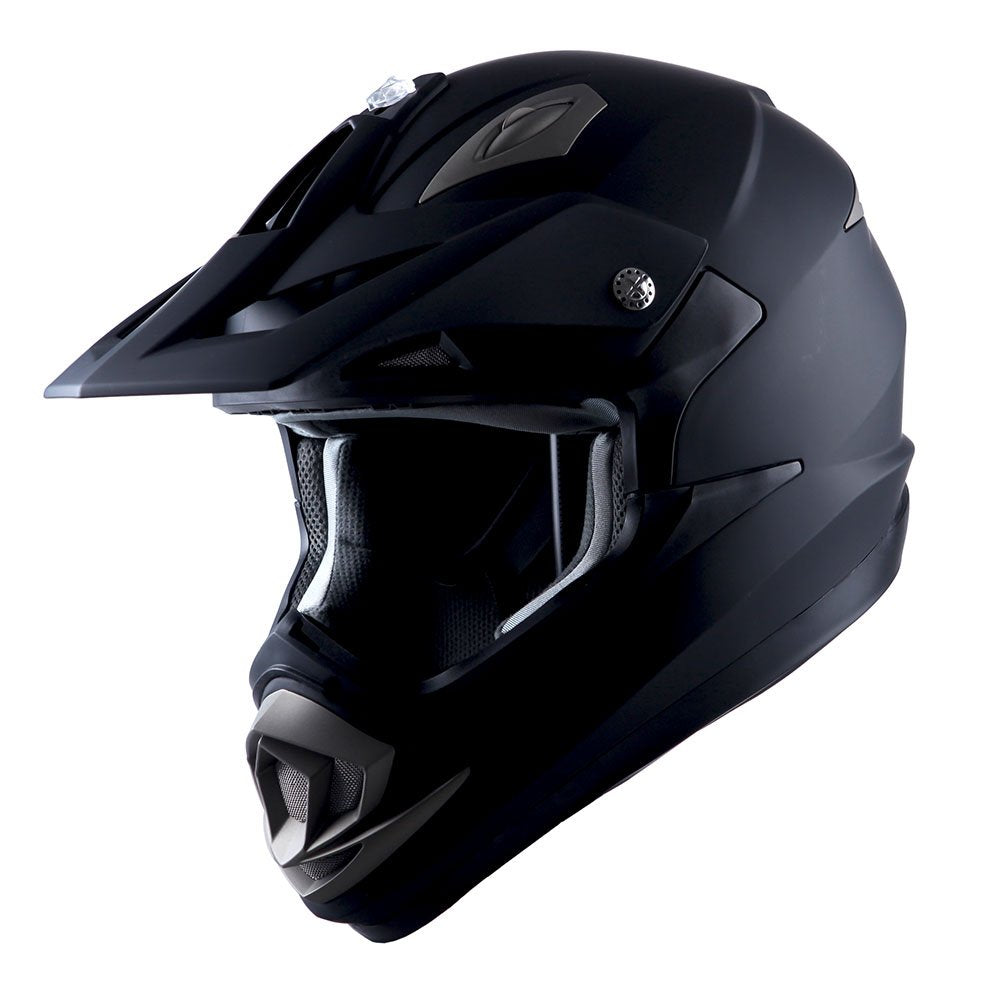 1Storm Adult Motocross Helmet Off Road Mx Bmx Atv Dirt Bike Mechanic + Motorcycle Bluetooth Headset: Matt Black