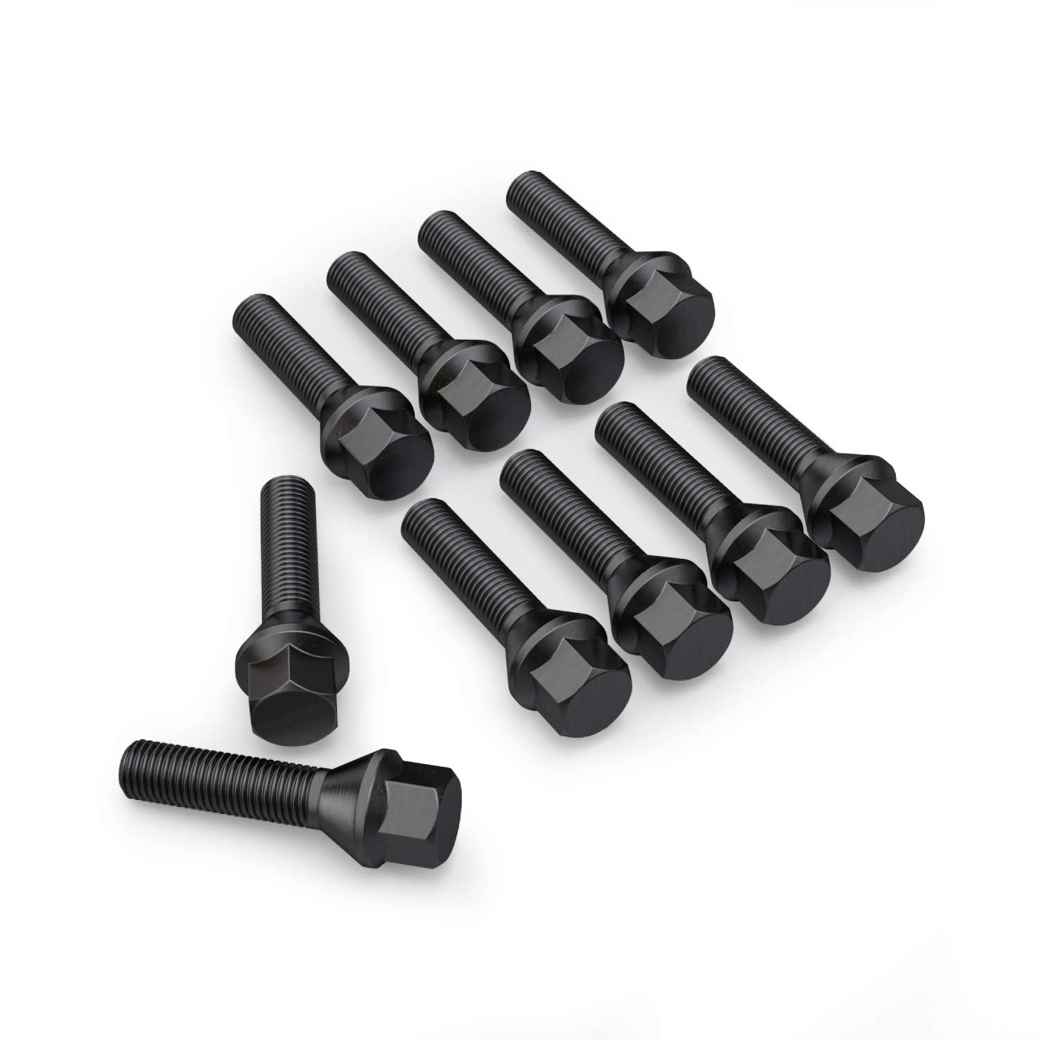 20Pcs Extended Black 12X1.5 Lug Bolts (39Mm Shank Length, Cone Seat) Not Oem Length - Compatible With Bmw 128I 135I 318I 320I 325I 328I 335I M3 525I 528I 530I 535I M5 Z3 Z4 E36 E46 E60 E90 E92 E93