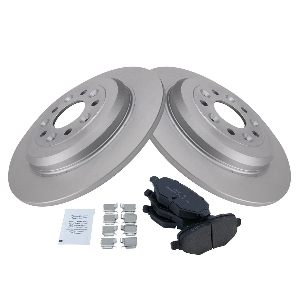 Trq Rear Brake Coated Rotor & Premium Ceramic Pad Kit Compatible With Ford Edge Suv Truck