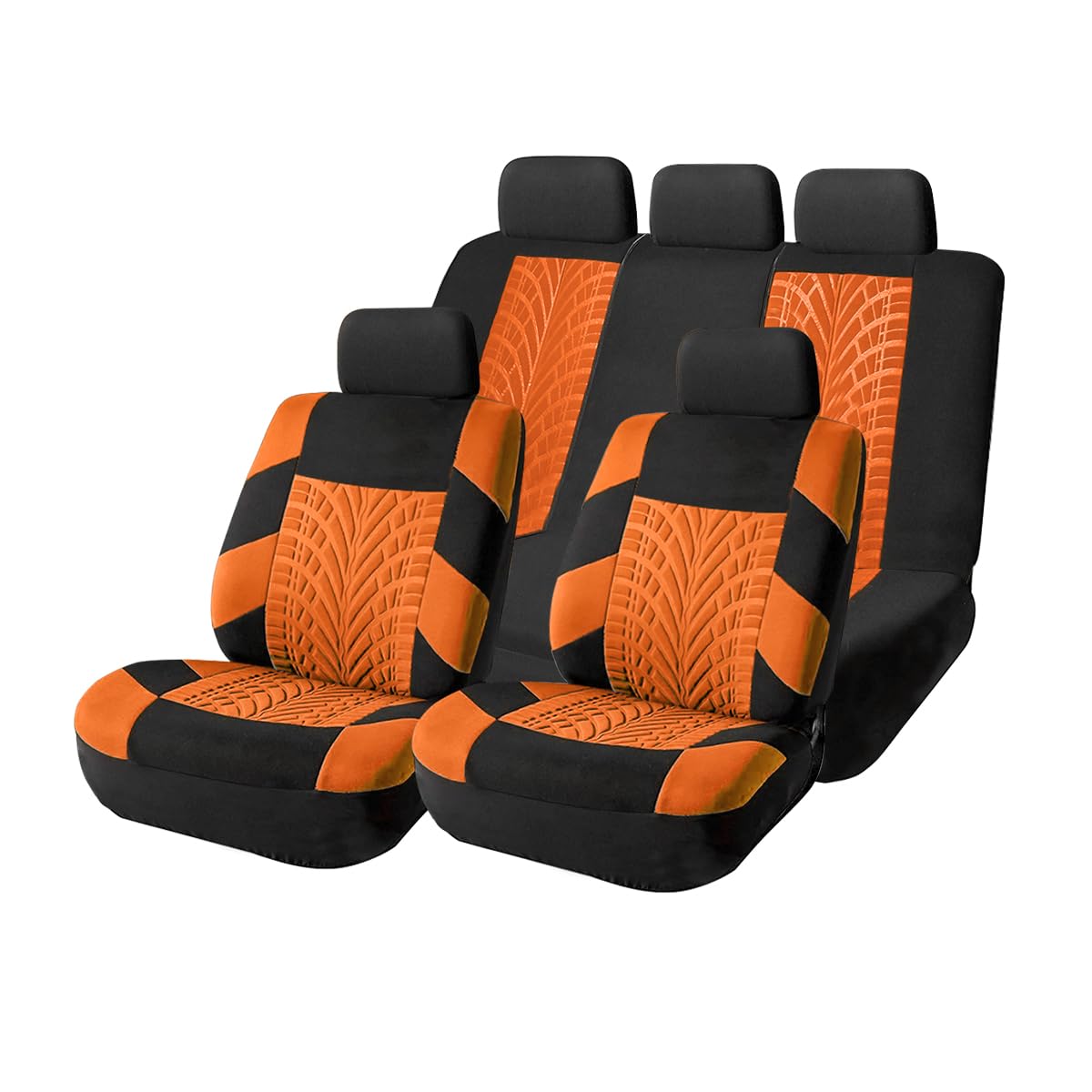Car Seat Covers Full Set, Polyester Front Bucket Seat Protectors With Split Bench Back Seat Covers, Breathable Thicken Premium Sporty Seat Cushions, Auto Accessories For Car, Suv (Orange/Front,Back)