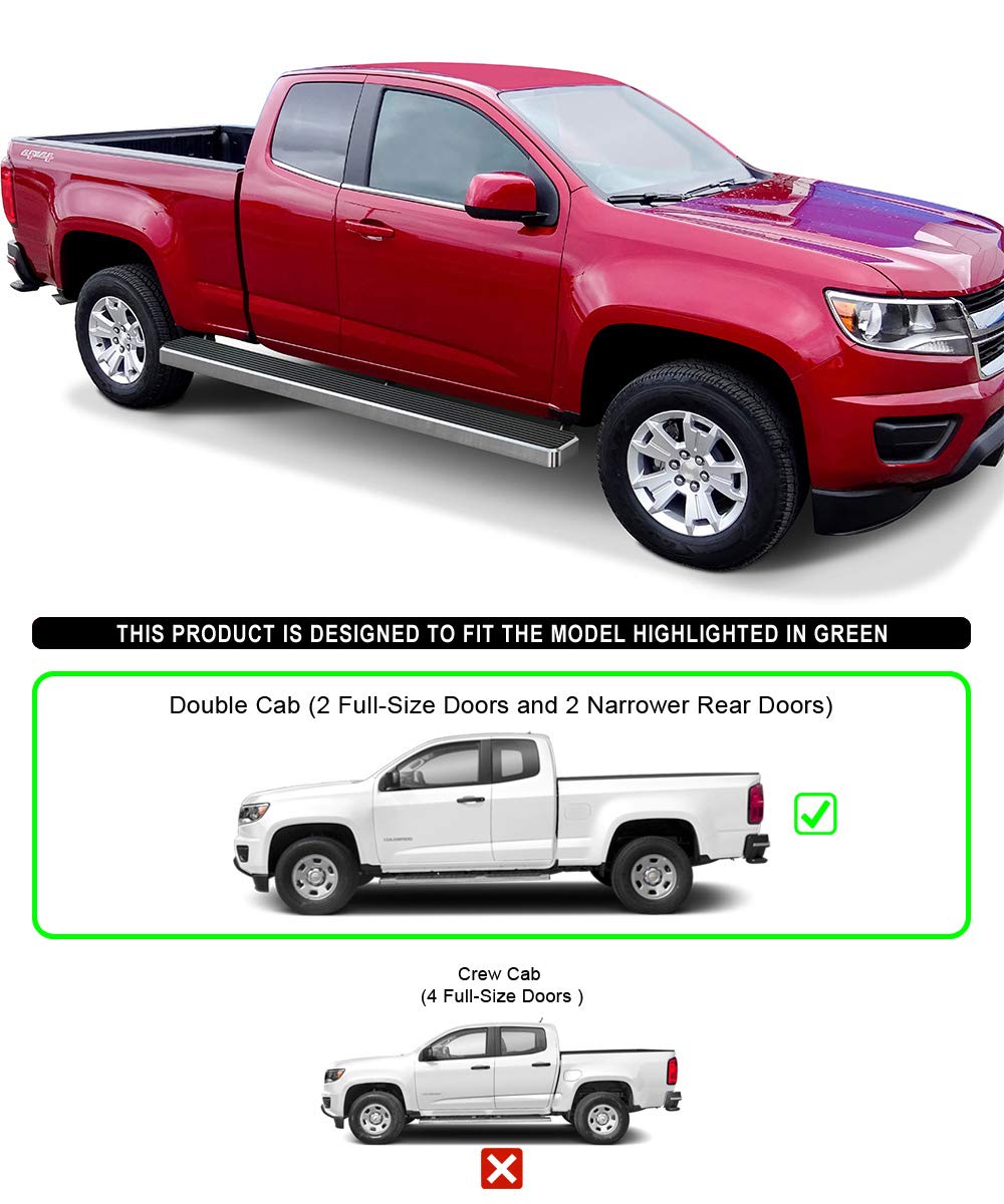 APS Running Boards (Nerf Bars Side Steps Step Bars) Compatible with Chevy Colorado GMC Canyon 2015-2025 Extended Cab 6ft Bed (Si