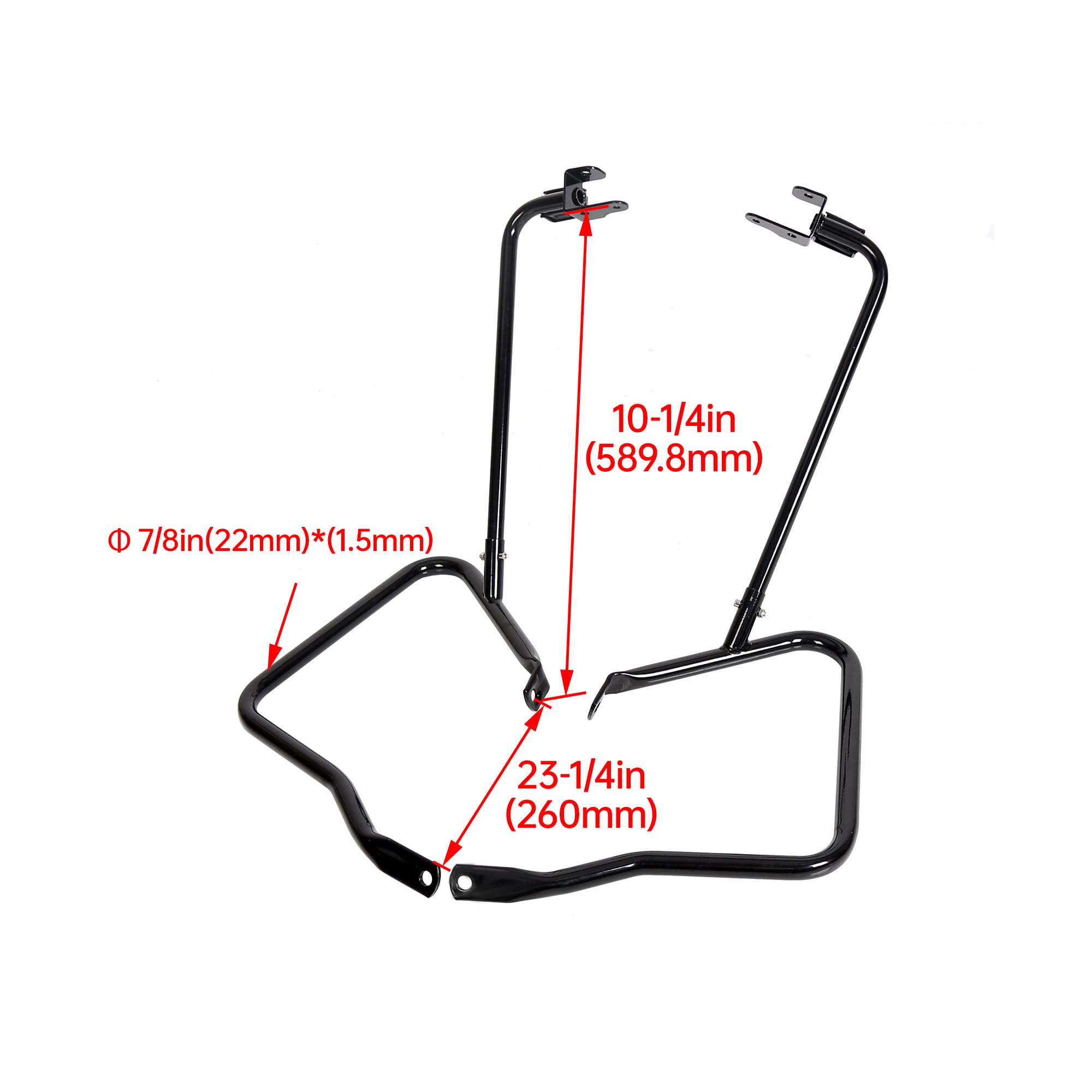 ECOTRIC Saddlebag Bracket Guard Bars Compatible with 2014-2024 Harley Davidson Touring Street Road Glide FLH Saddle Bags Guard Support Bar Mount Chrome & Black