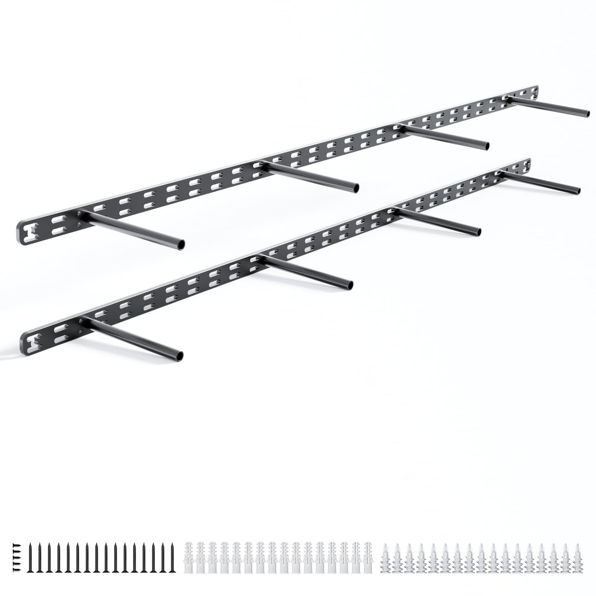 2Pcs Floating Shelf Bracket Heavy Duty,Decorative Floating Shelf Hardware Hidden Black Metal Fireplace Mantel Brackets Without Jig (43'X6'X1.0' Without Tools)