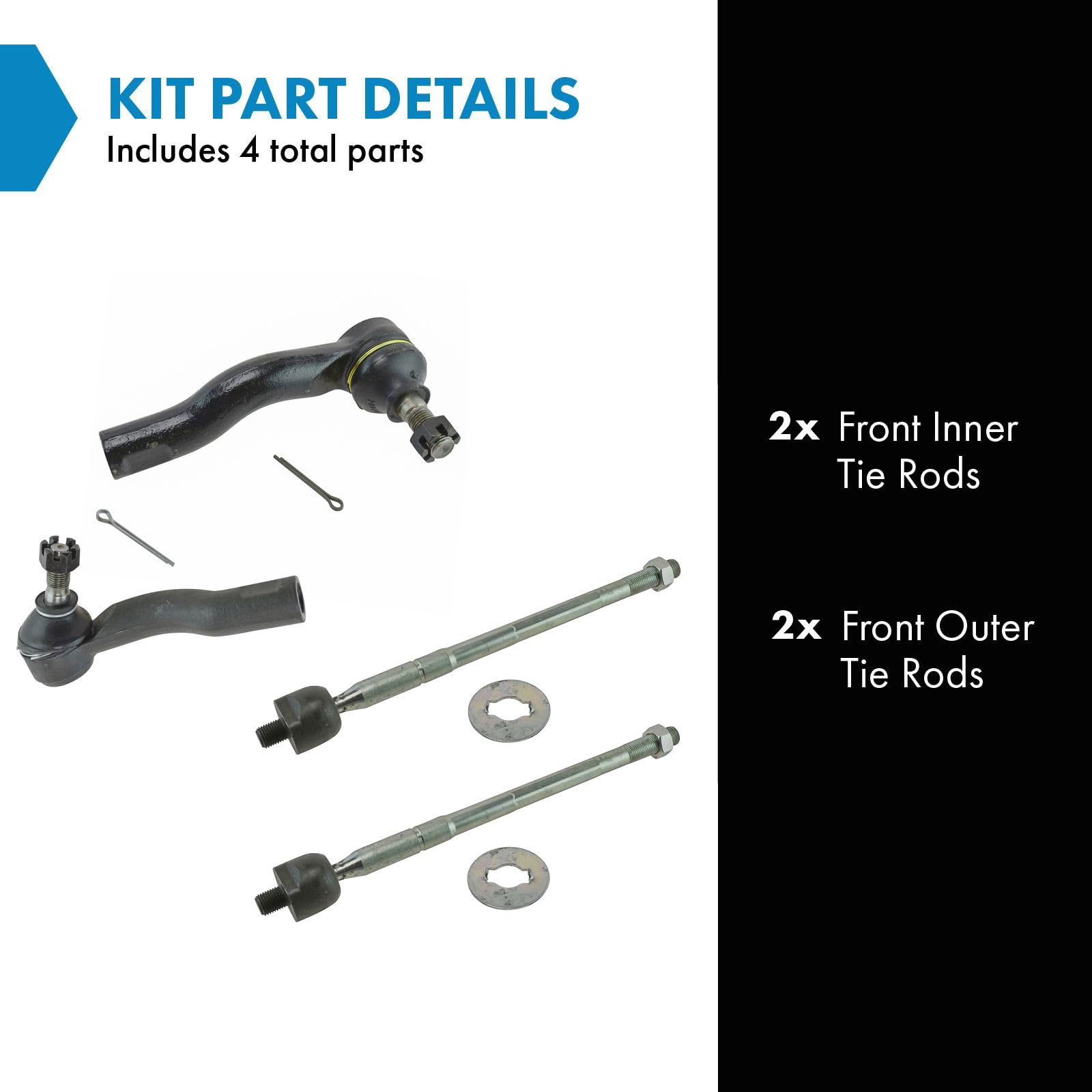 Trq Front Tie Rod Set Compatible With 2001-2005 Toyota Rav4