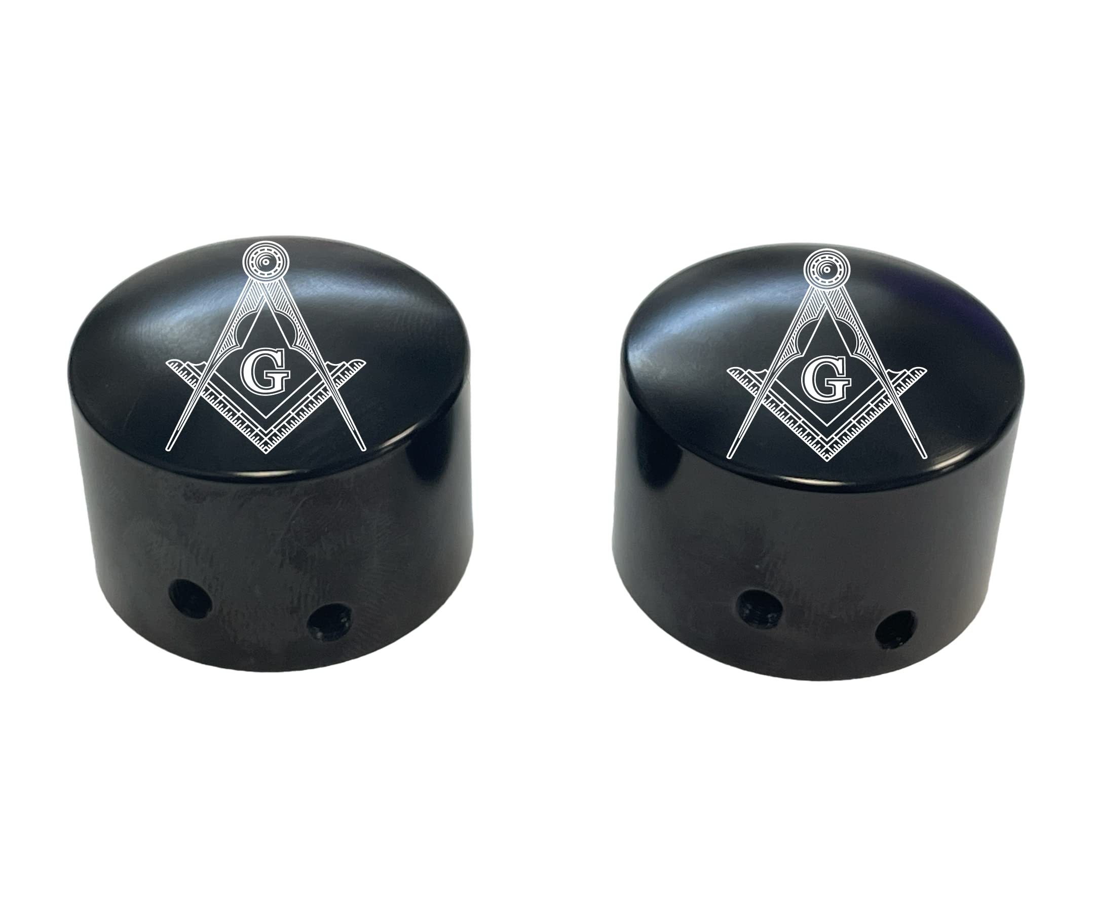 Masonic Front Axle Cap Nut Covers Black In Color Compatible With Harley Davidson Touring Road King Road Glide Street Glide Ultra Dyna
