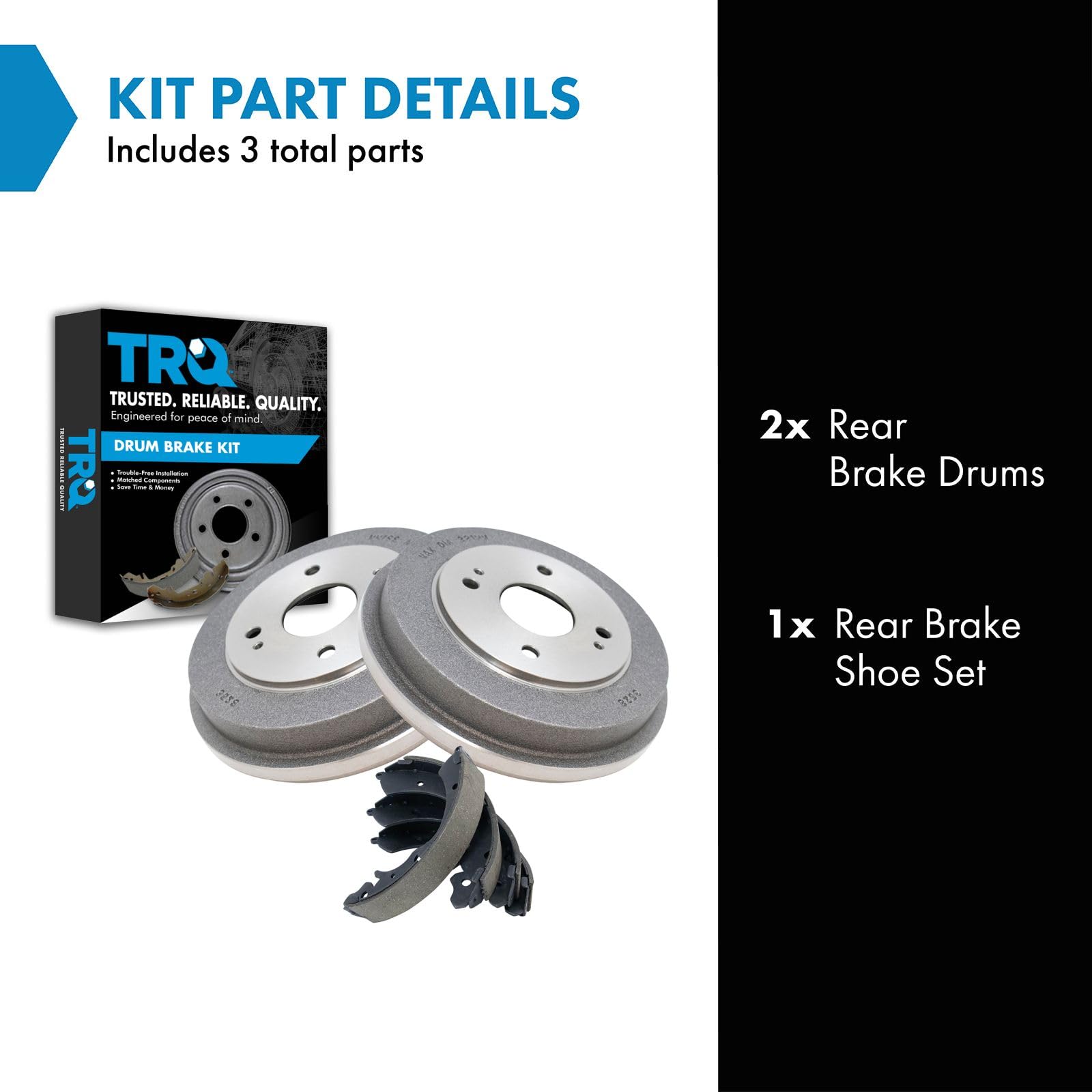 TRQ Rear Brakes Brake Shoe & Drum Left & Right Kit for 90-02 Honda Accord