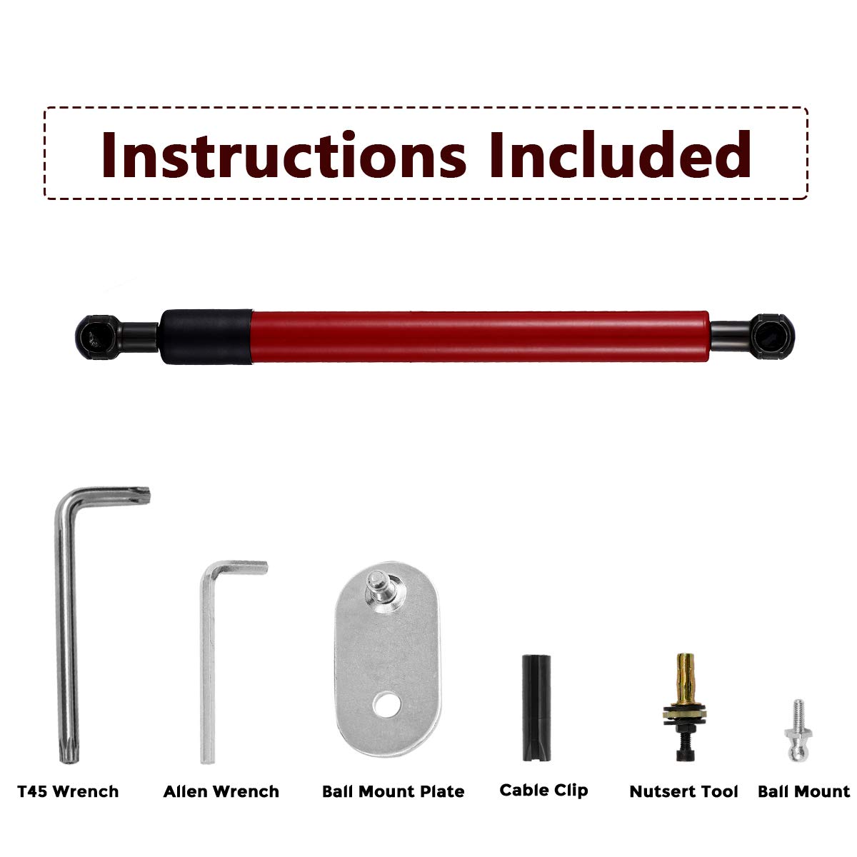 Tailgate Assist Shock Fit For 2009-2018 Dodge Ram 1500, 2019-2022 Ram 1500 Classic, 2010-2022 Ram Hd 1500 2500 3500 Red Vepagoo