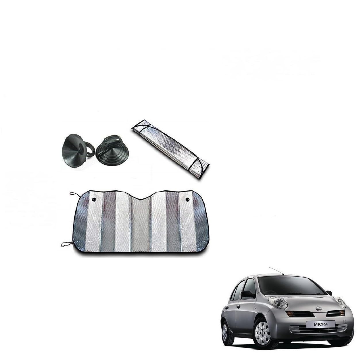 Kozdiko Car UV Protection Silver Foil Sunshade Film Windshield Visor Front Windshield Sunshade for Nissan Micra