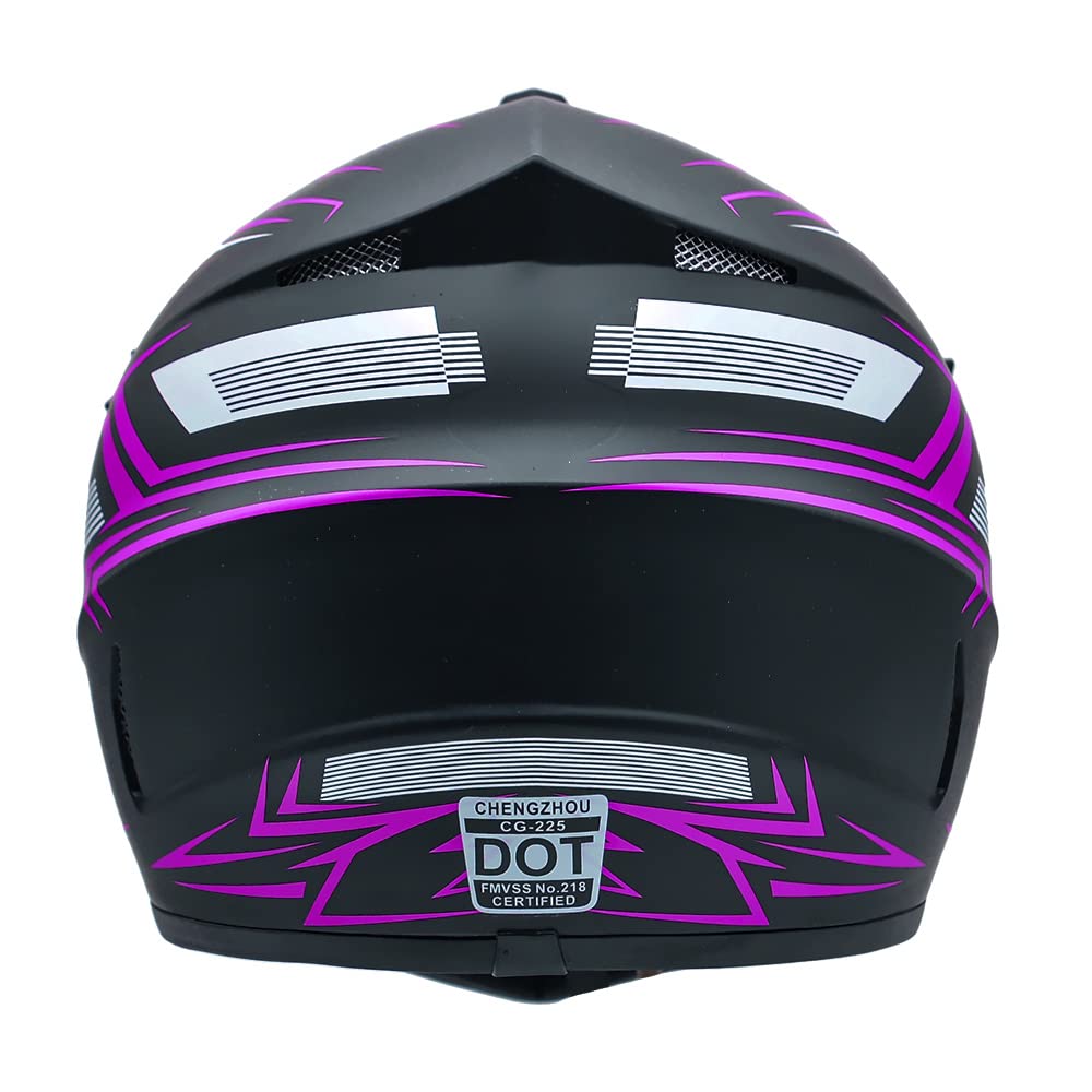 Motocross Helmet Fashion Youth Dirt Bike Helmet Unisex-Adult Atv Off-Road Mountain Bike Motorcycle Red Helmet Dot Approved (Purp