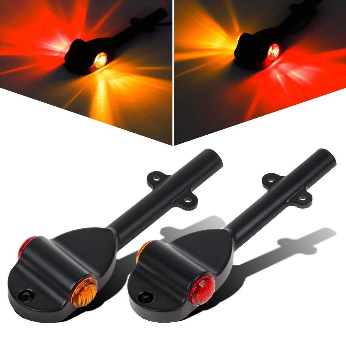 Partsam Set Red Amber Led Trailer Fender Bullet 3/4'' Led Clearance Marker Light Left Right