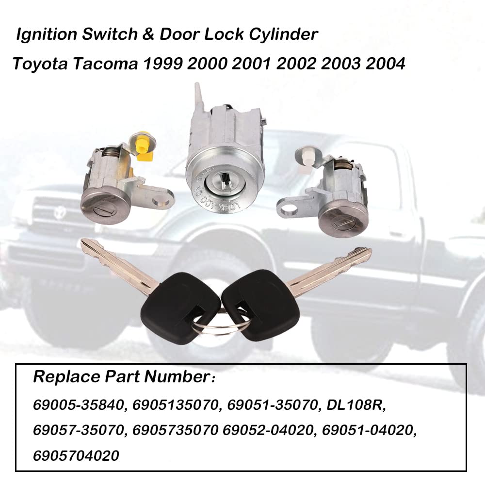 Getfarway Ignition Switch & Door Lock Cylinder Compatible with Toyota Tacoma 1999 2000 2001 2002 2003 2004, Replace 69005-35840,