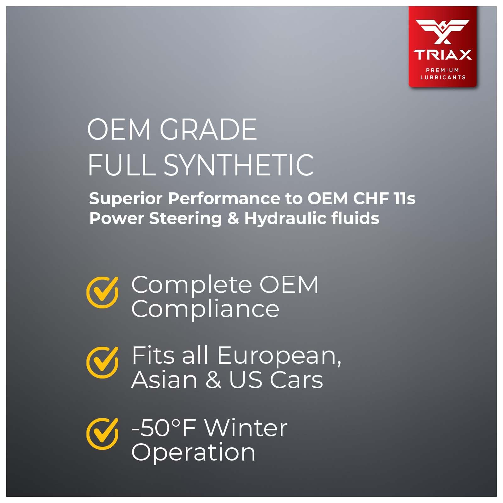 Triax Powerfluid 450 Psf - Chf 11S Long - Life Synthetic Hydraulic & Power Steering Fluid Compatible With Audi, Bentley, Bmw, Ch