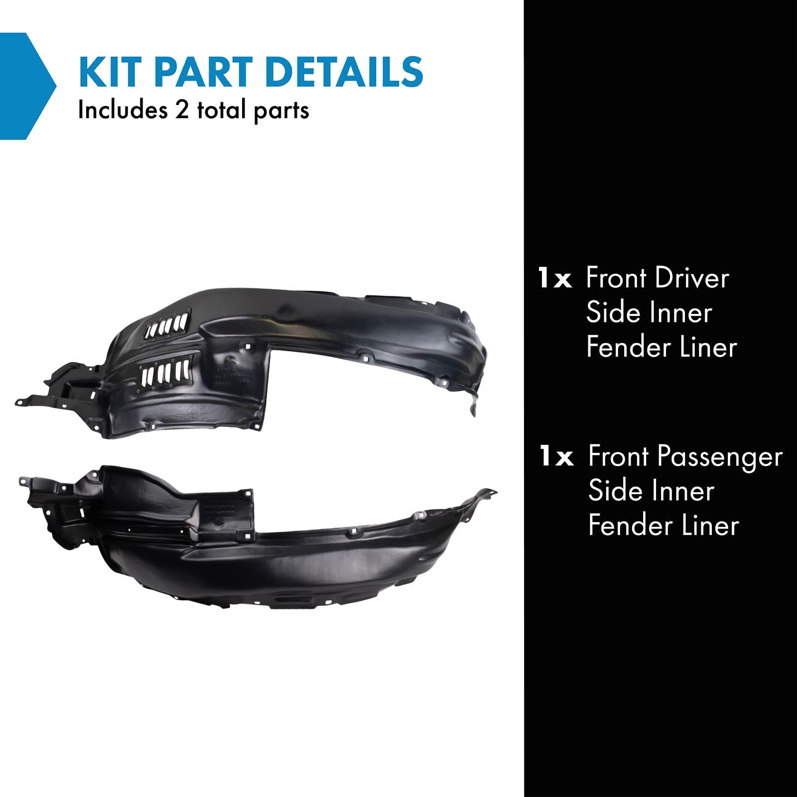 Trq Front Inner Fender Liner Set Compatible With 2010-2013 Toyota 4Runner To1248165 To1249165