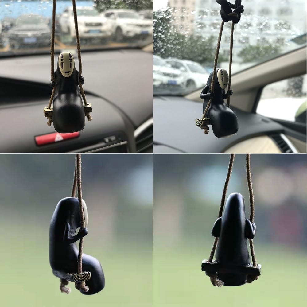 Studio Anime Merch Car Accessories Set - 1 Faceless Male Car Pendant And 40 Soot Sprites Car Rearview Mirror Accessories