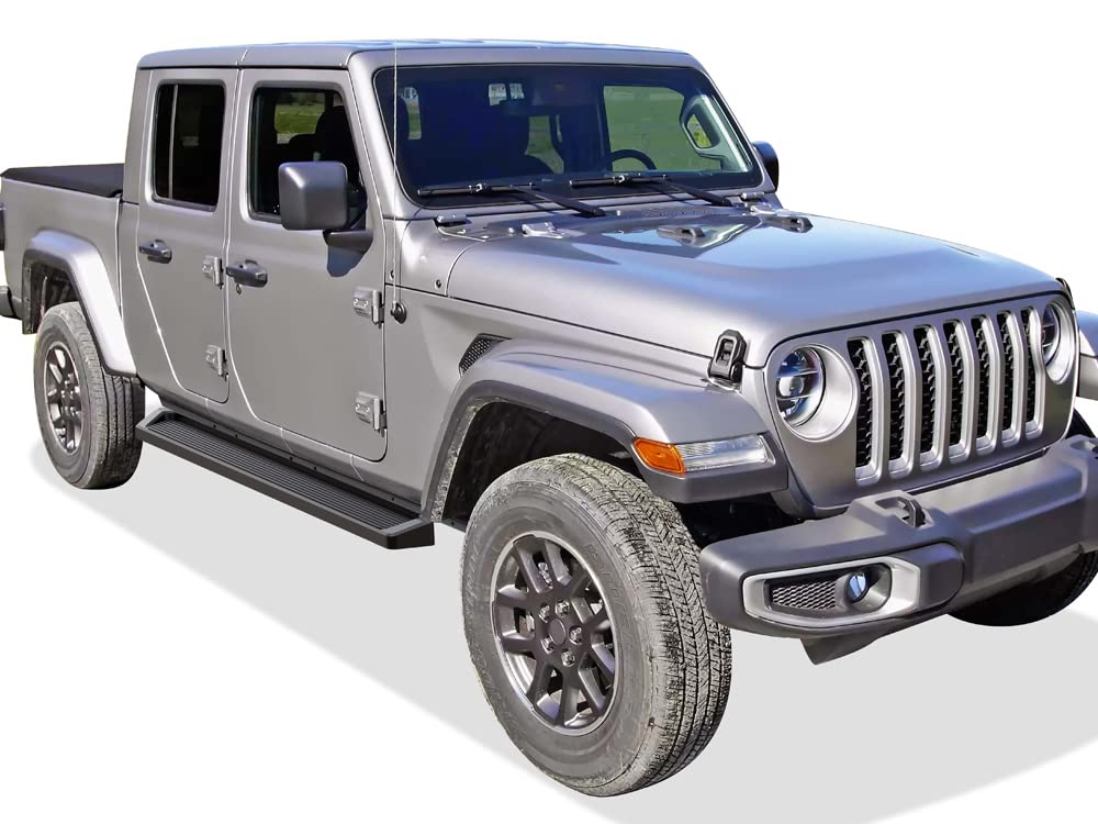 Aps Black Running Boards Style Compatible With Jeep Gladiator 2020-2024 Crew Cab (Nerf Bars Side Steps Side Bars)