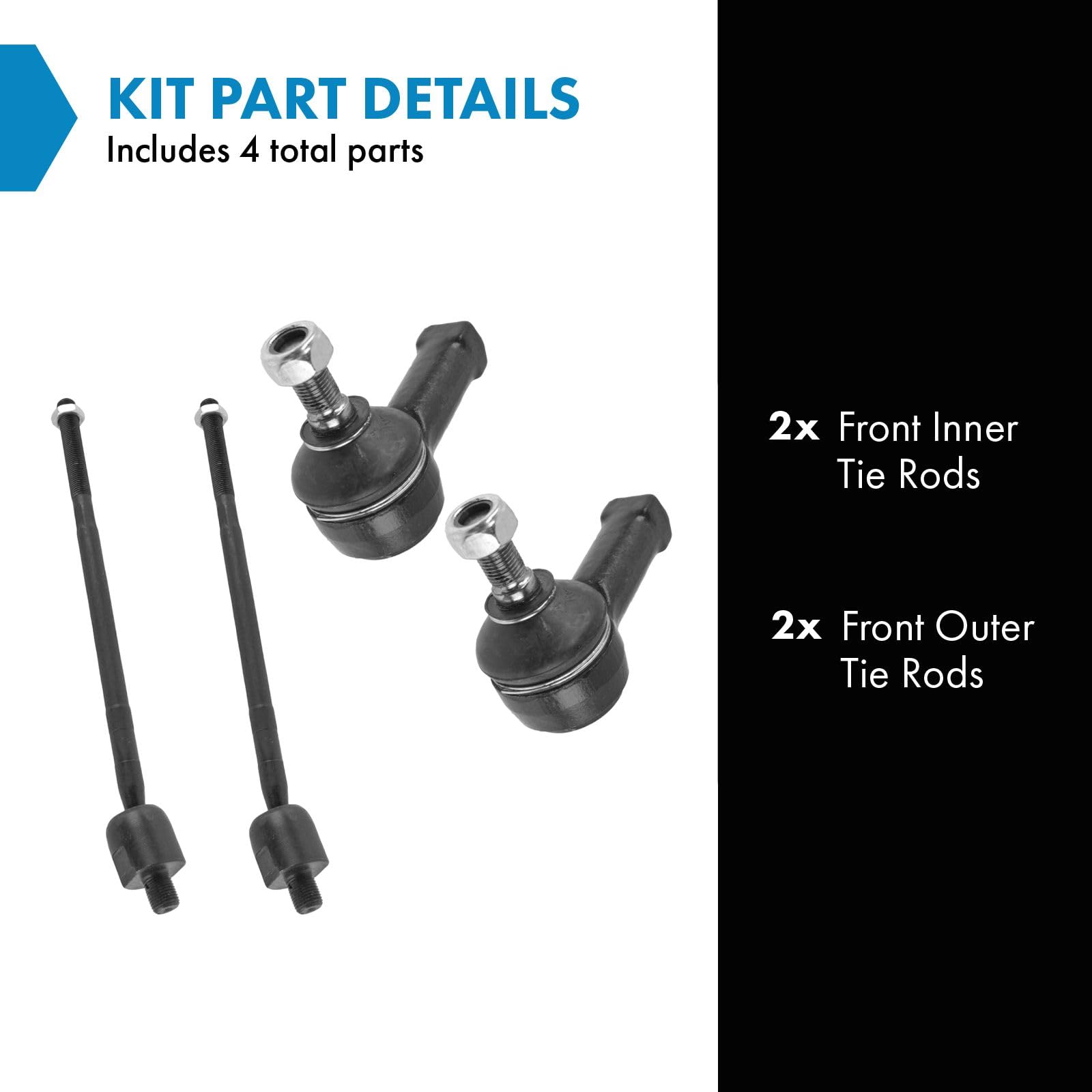 Trq Front Tie Rod Set Compatible With 2001-2006 Hyundai Santa Fe
