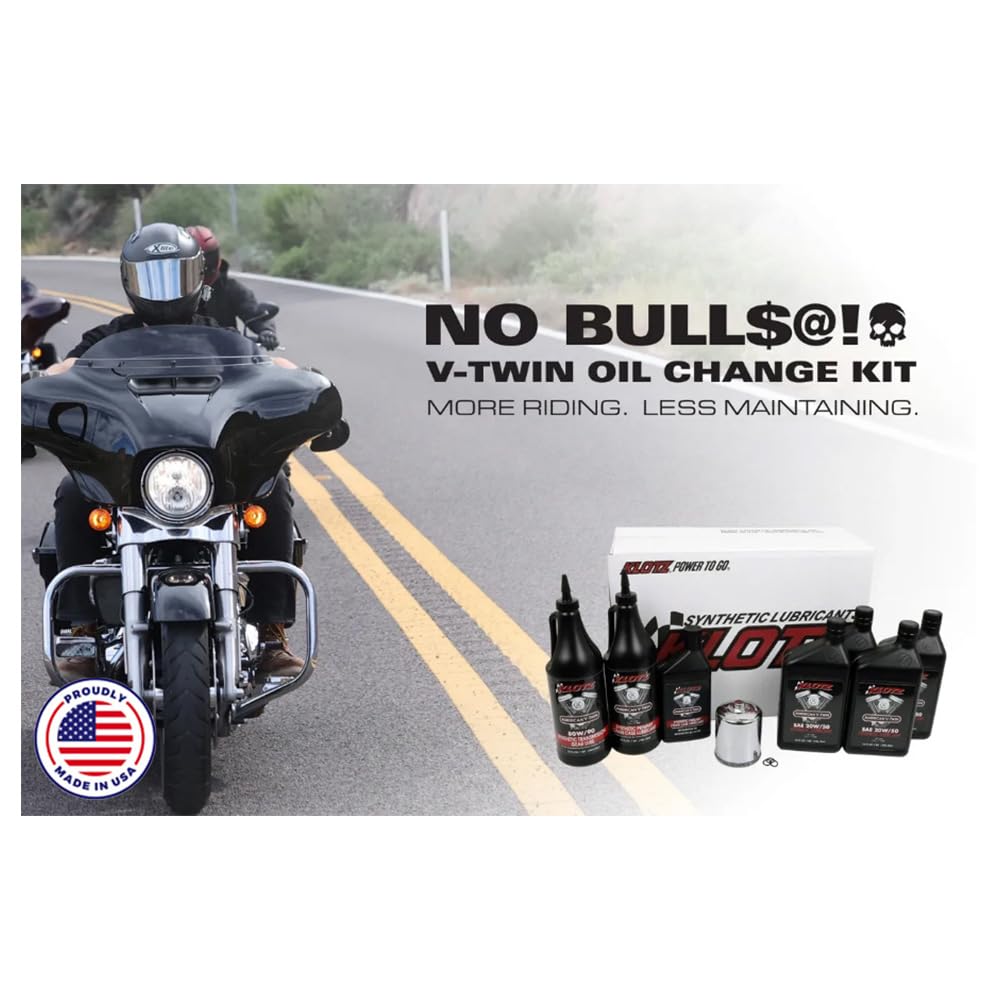 Klotz 20W/50 Synthetic Motor Oil Change Kit for Twin Cam 1999-2018 & Milwaukee-Eight 2017-2024 (5-Quart Premium Kit)