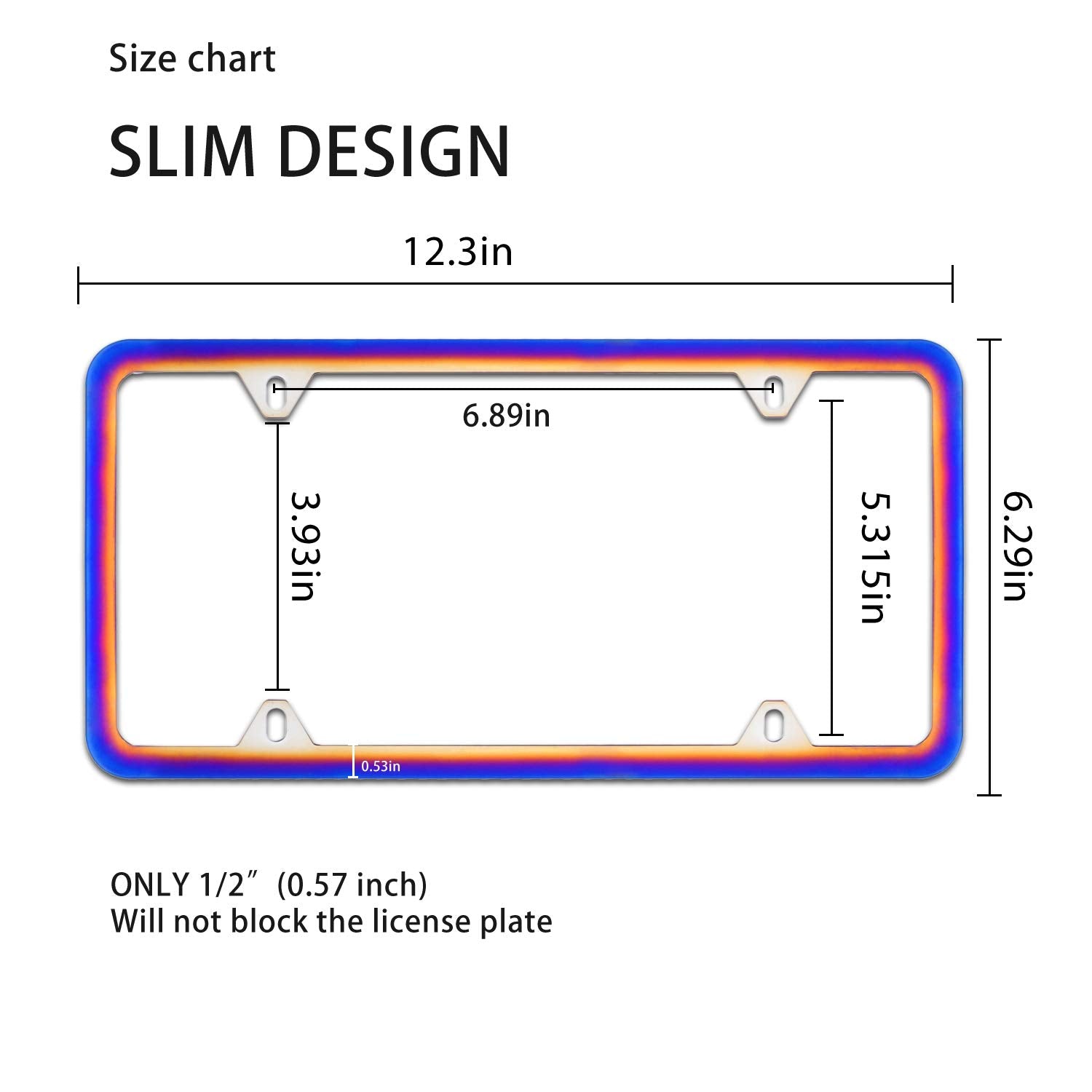 Livtee Motorcycle License Plate Frames, 2 Pcs Car Licence Frame Parts, 4 Holes Stainless Steel With Slim Design For Us Auto Powe