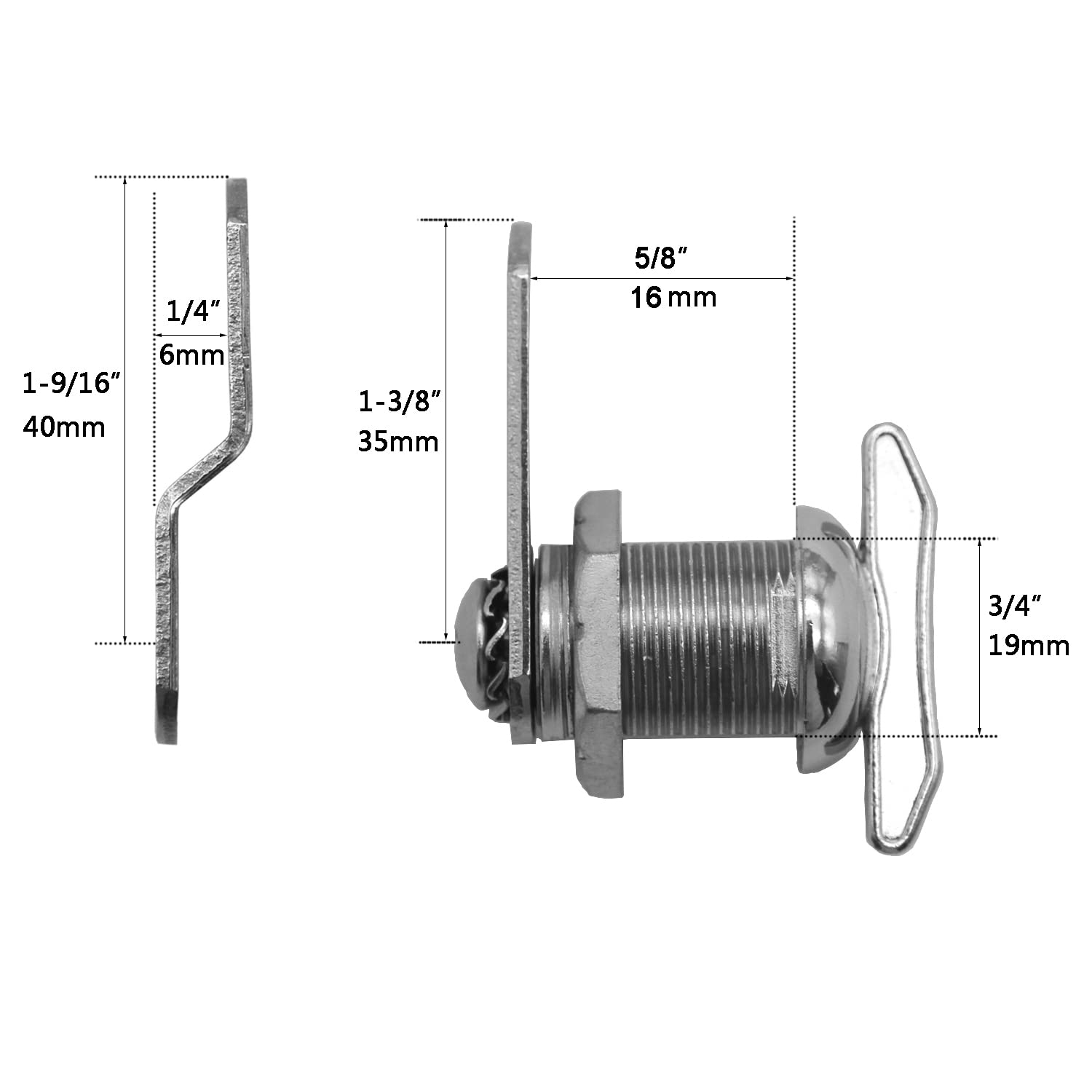 Wooch 5/8 Thumb Operated Offset Cam Lock, Rv Compartment Latch, Non-Locking Thumb Turn, For Rv Compartment Camper Storage Door (2 Pack)