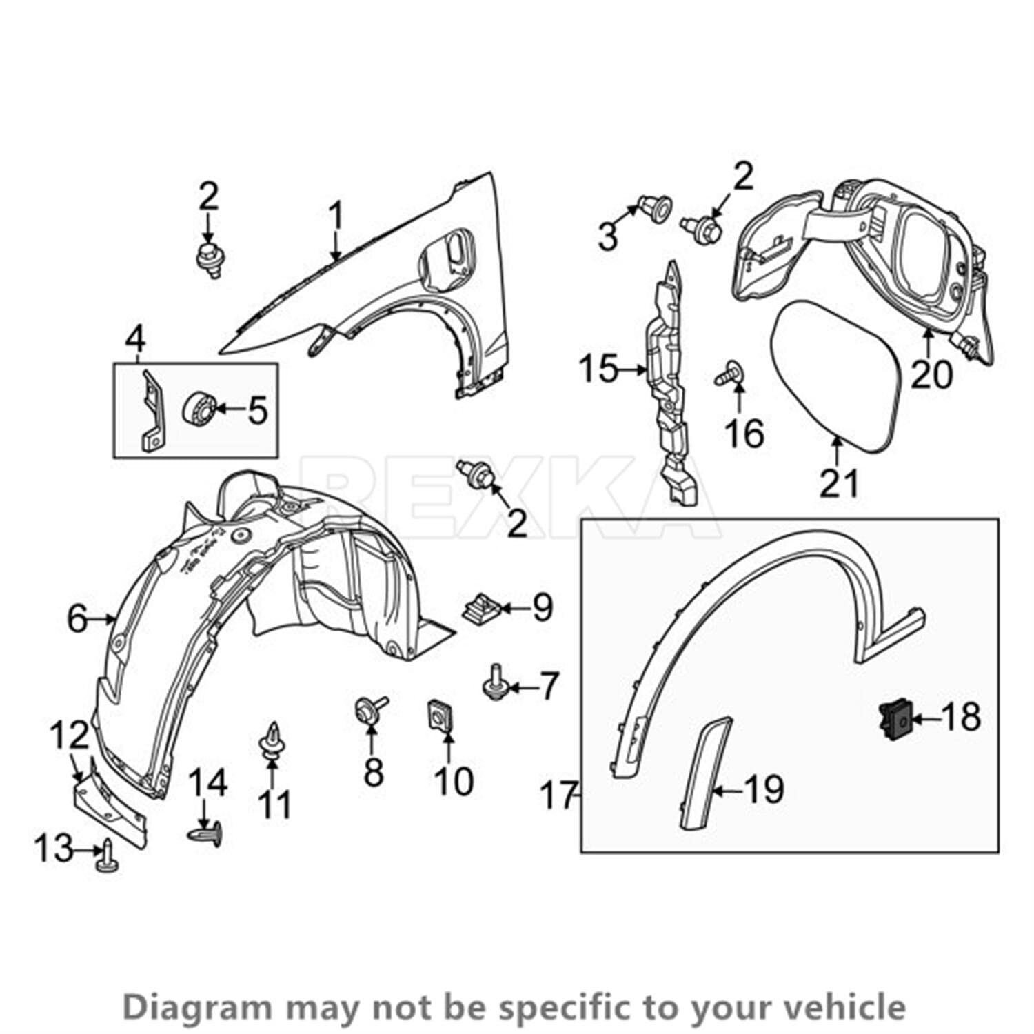 Rexka 15pcs Rocker Molding Clips for Ford Fusion & Lincoln MKZ - White, One Size, W716503-S300