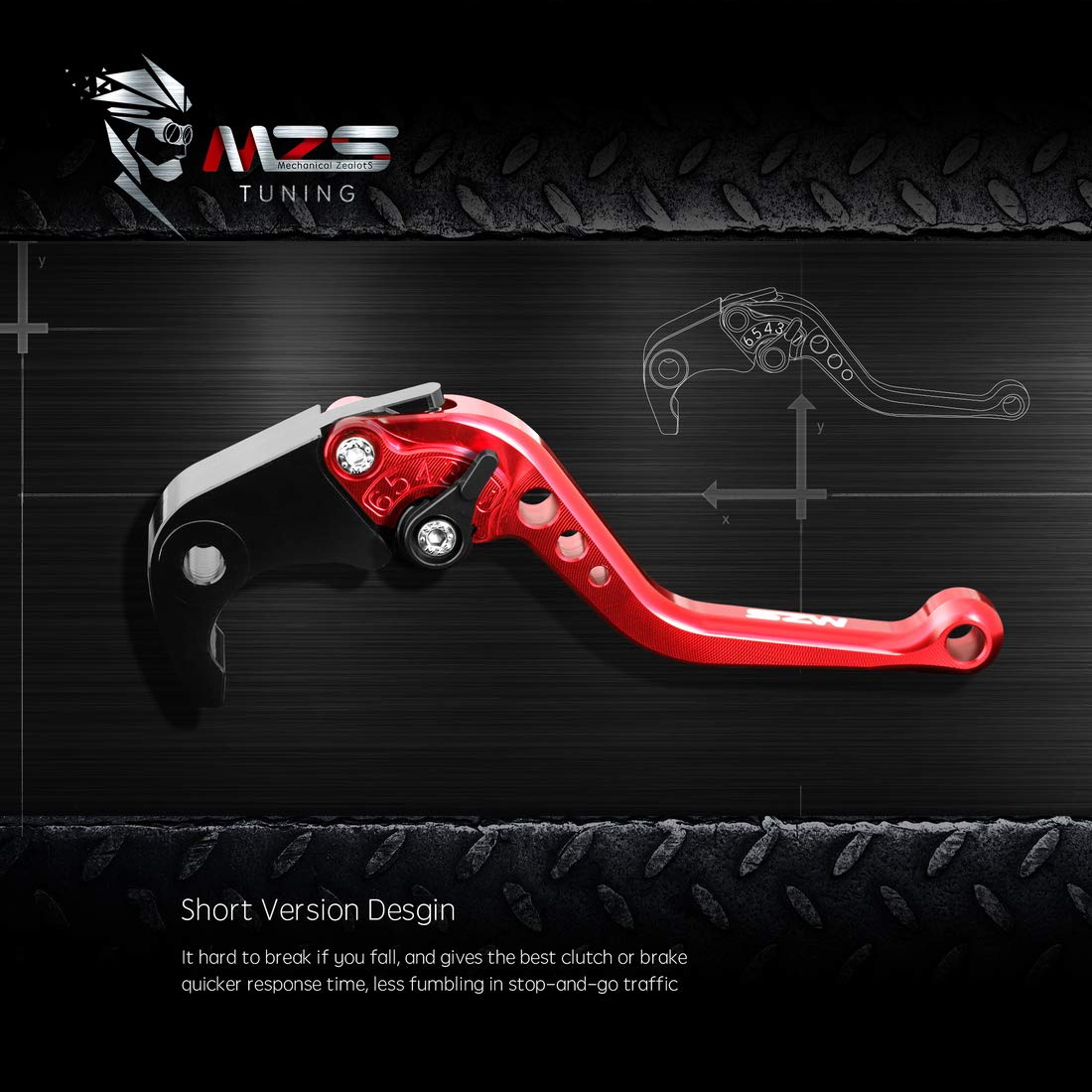 MZS Red Motorcycle Brake Clutch Levers Short Compatible with Trident 660 / Street Twin Cup Scrambler/Street Triple S R/Bonnevill