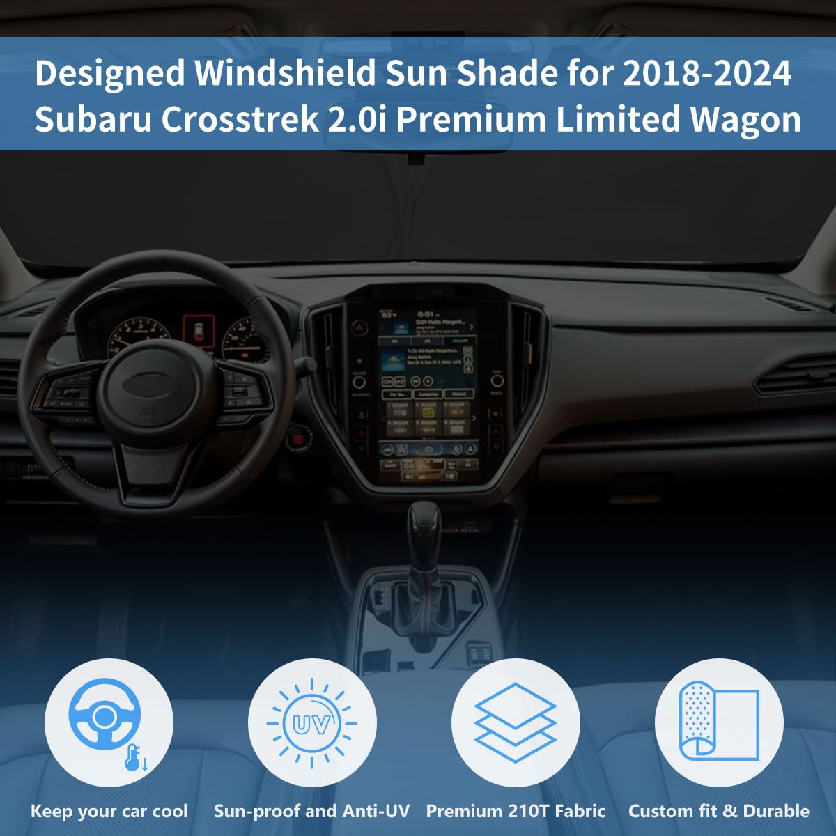 Hohuigo Windshield Sun Shade For Subaru Crosstrek Window Sunshade Fit 2018-2025 Subaru Crosstrek 2.0I, 2.0I Premium, 2.0I Limite