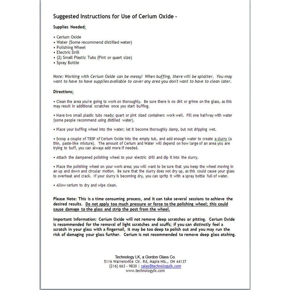 Cerium Oxide High Grade Glass Polishing Compound - 1 Lb (Pack Of 1)