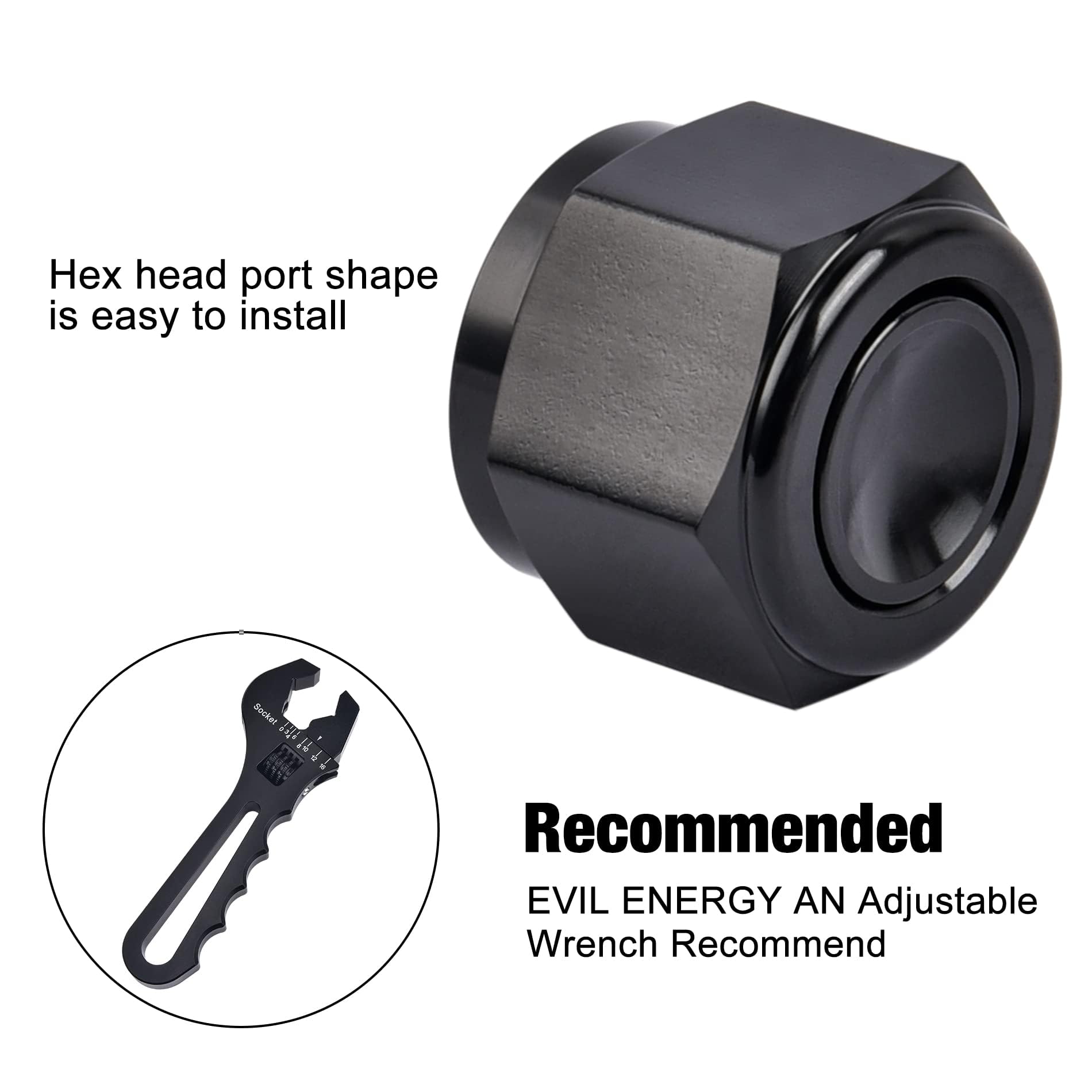 Evil Energy 16An Flare Cap Block Off Fitting Plug Black 2Pcs