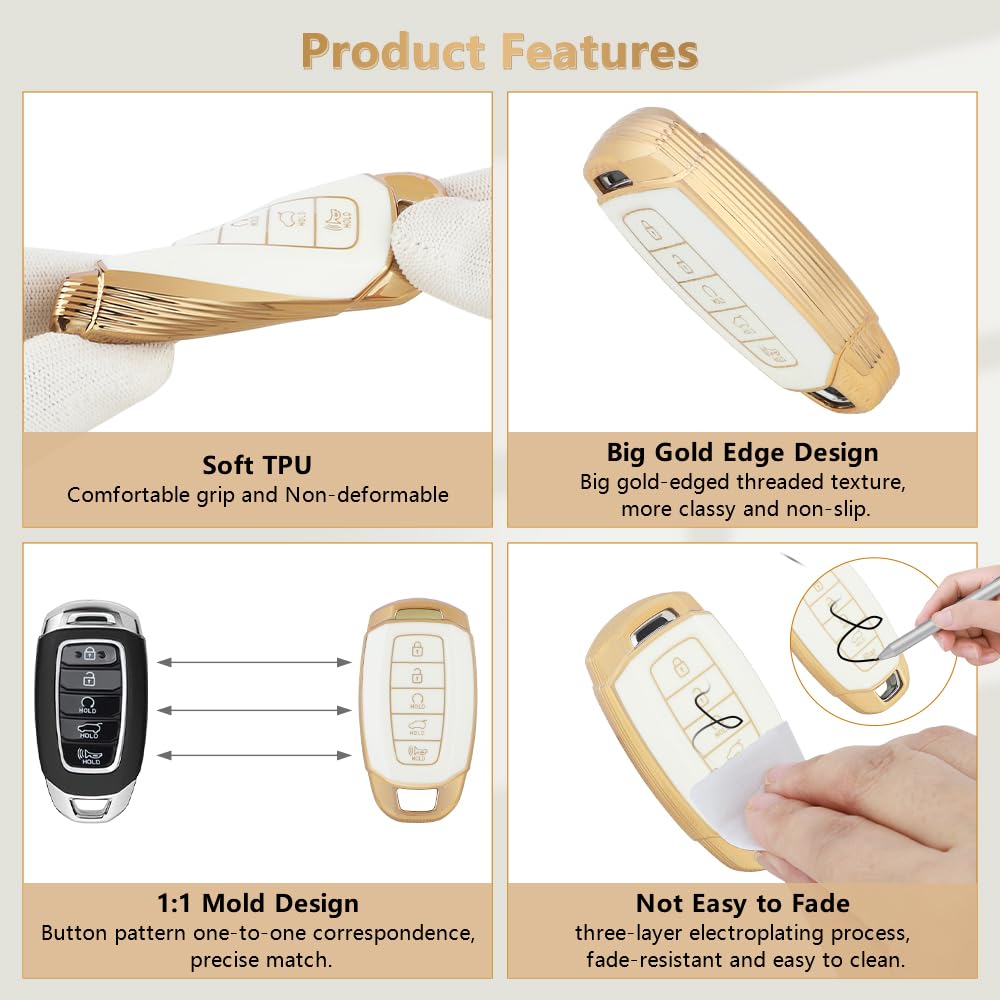 Pifoog For Hyundai Elantra Key Fob Cover Palisade 2023 2022 2021 2020 5 Buttons Car Keys Case Shell Protector Holder Glittering