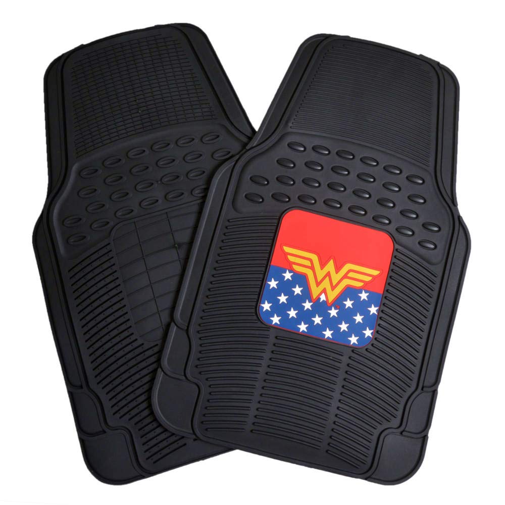 Bdk Warner Bros Dc Comics Classic Wonder Woman Car Accessories Floor Mats - Universal Fit, No-Slip Grip, All Weather Heavy Duty