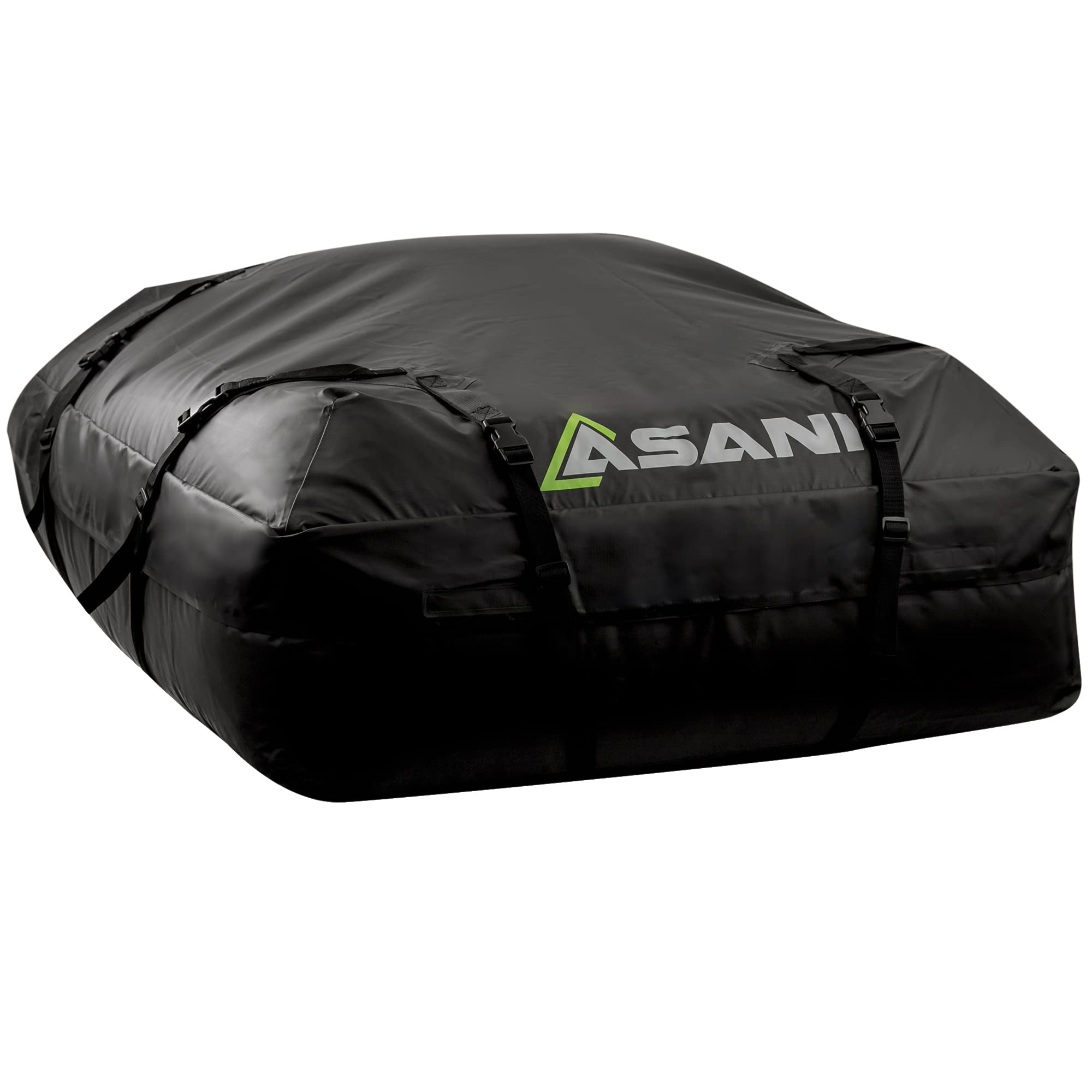 Asani Waterproof Car Roof Top Cargo Carrier Bag with 8 HeavyDuty Straps and Buckles | Weatherproof Luggage Roofbag for Rooftop