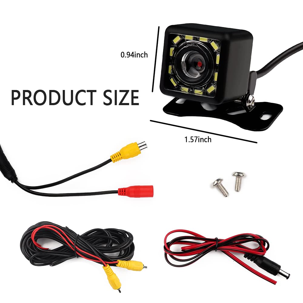 Backup Camera For Car Hd Rear View Camera Ultra Hd 12 Led Night Vision Waterproof 140 Wide View Reverse Camera Fit Universal Car