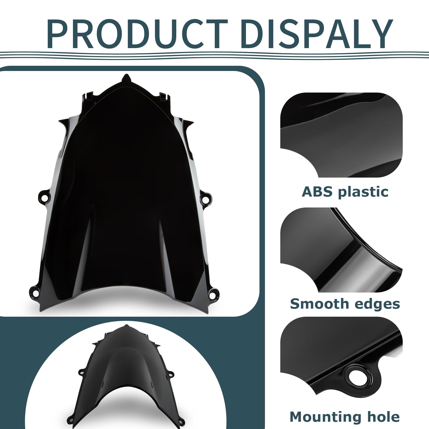 Motorcycle Windshield, Psler Front Windshield Windscreen For Yzf R6 600 2017-2023 And For R7 2021-2023, Black