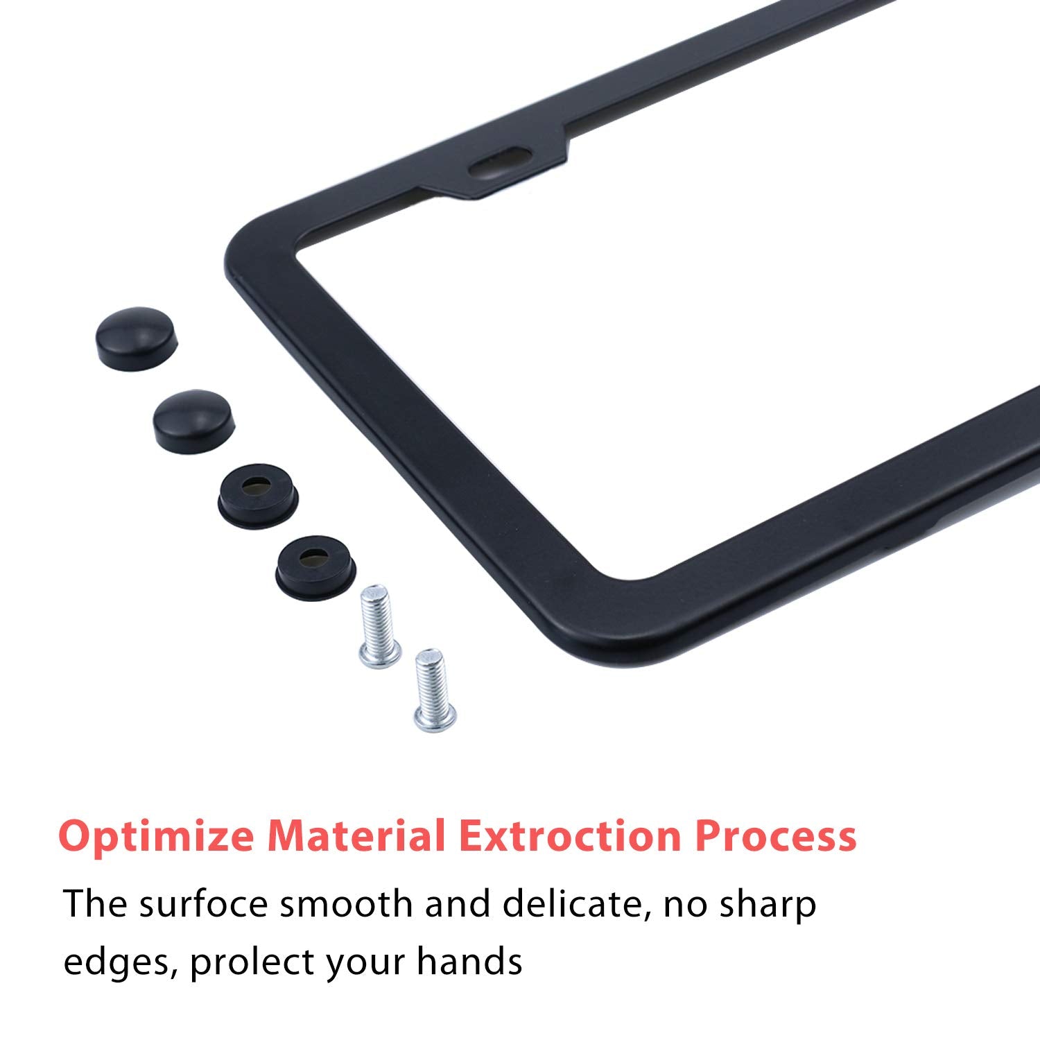 Livtee Black Aluminum License Plate Frames, 2 Pcs Car Licence Plate Covers Slim Design With Black Bolts Washer Caps For Us Vehicles