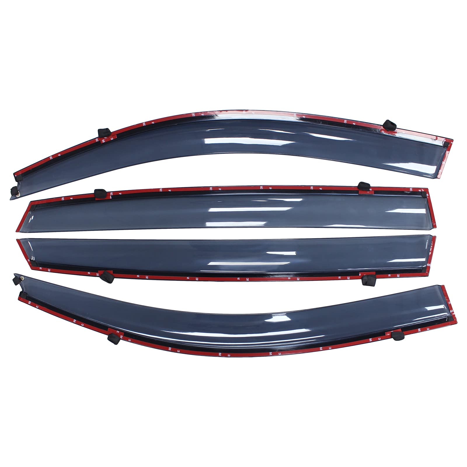 Newyall Front Rear Left And Right Chrome Door Window Visor Wind Rain Guard Deflector Trim